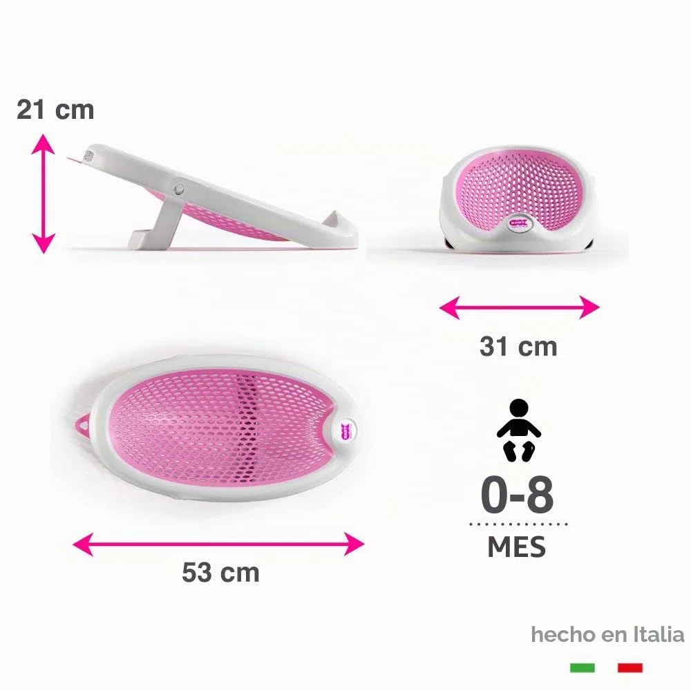 Hamaca de baño Jelly - Materiales no tóxicos - Base antideslizante con sistema de bloqueo - Plegable, ideal para usar en bañeras - para recién nacidos y bebés - Rosa