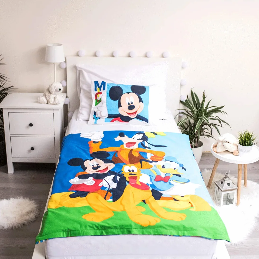 Juego de Funda nórdica y Funda de Almohada para niños y niños, con Donald Duck y Plutón
