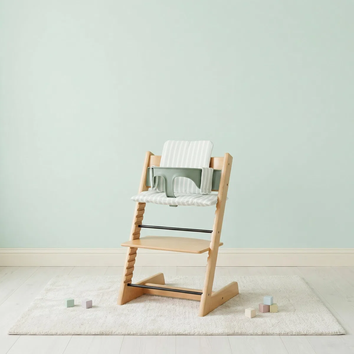 Cojin Trona Bebé Compatible con la Trona Stokke Tripp Trapp Acolchado Impermeable Lavable Funda Antideslizante (Menta)