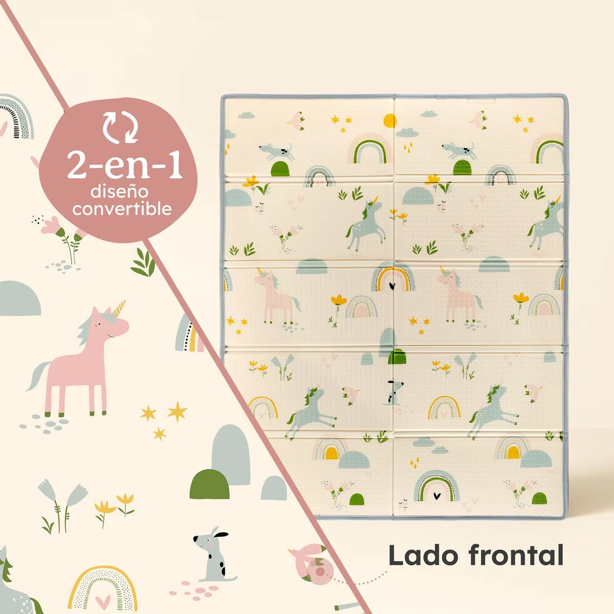 Laleni Tapete Actividades Bebe 120x150x1cm - Alfombra Bebe Acolchada Plegable Impermeable - Alfombra Juegos Bebe para Interiores y Exteriores - Colchoneta Bebe Suelo con Arcoiris