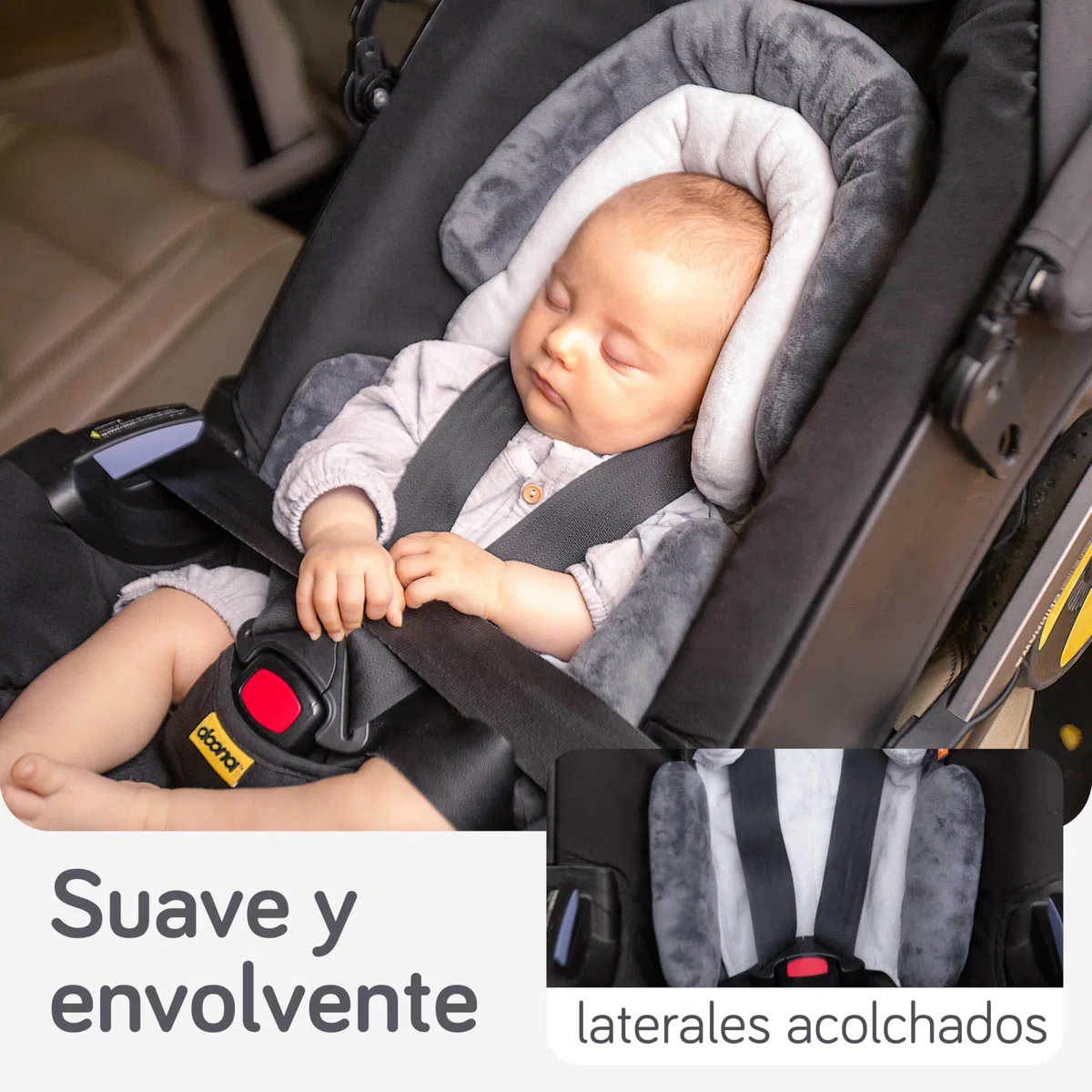 Baby Uma Cojin Reductor Silla Coche Bebe 2 en 1 (0-12 Meses) - Reductor Carro Bebe Ultrasuave y Universal - Cojin y Sujeta Cabeza Silla Coche Lavable a Máquina