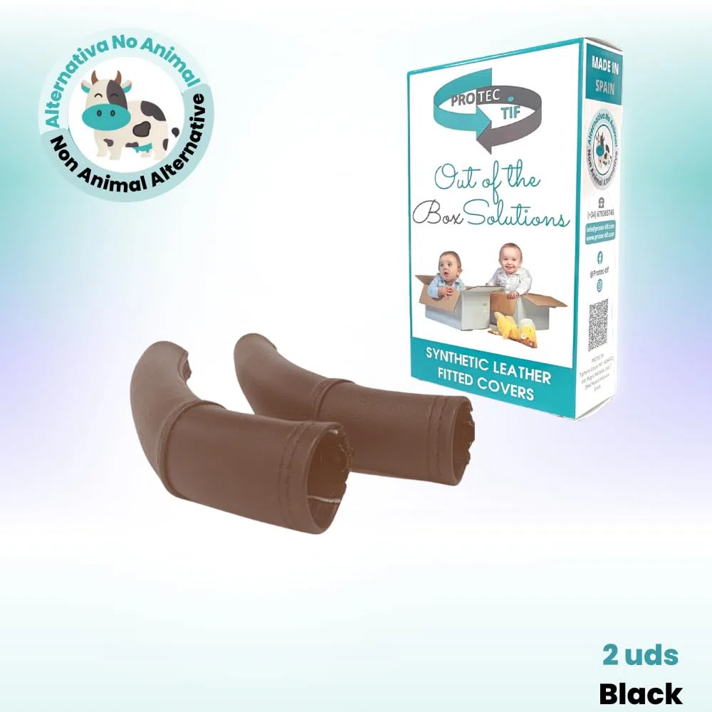 PROTEC TIF | Fundas de manillar en polipiel marrón oscuro compatibles con UPPAbaby Vista (V2 y V3, 2019-2020) – Manguitos protectores, resistentes y antirrayas