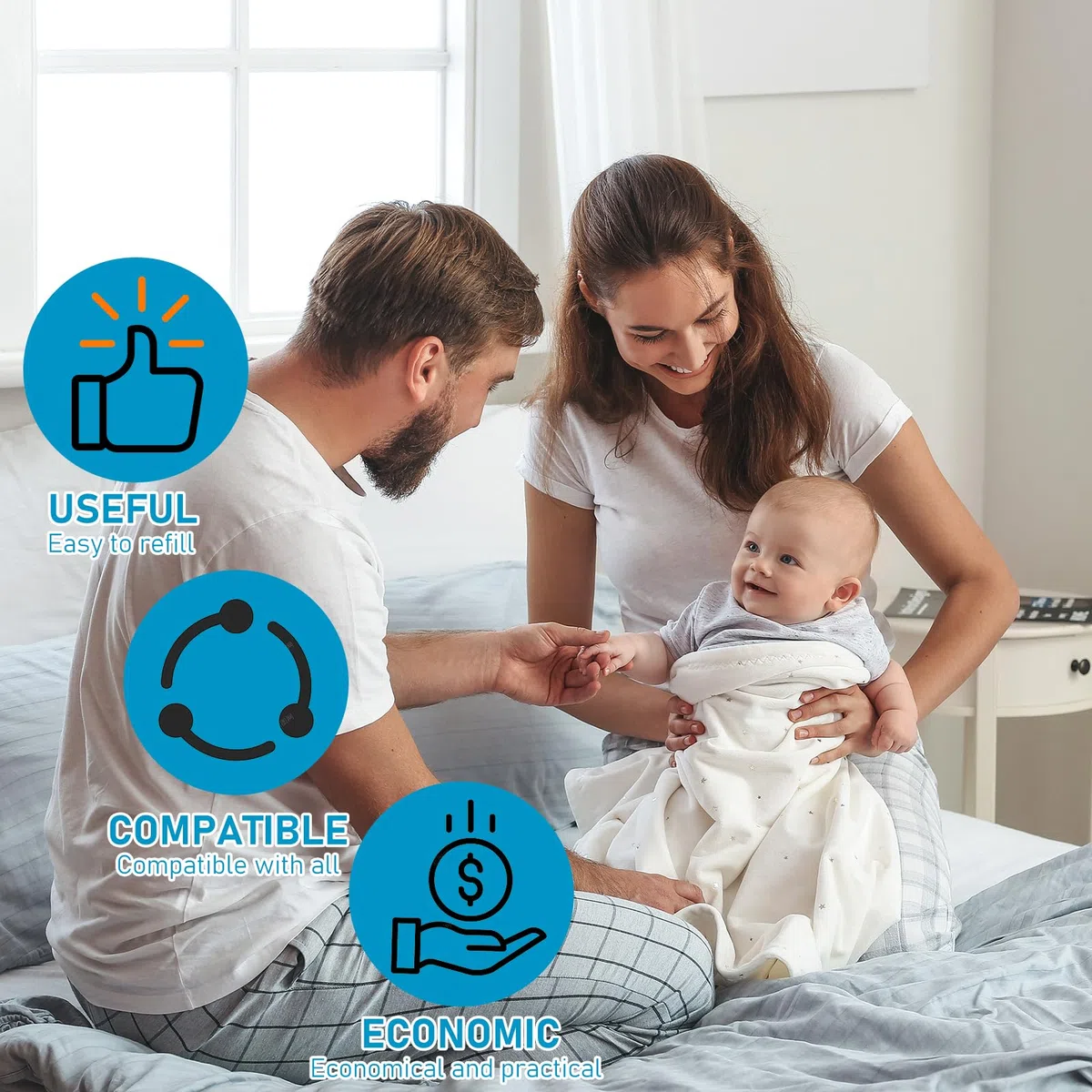 Bolsa Papelera Pañales Bebe, Bolsas De Repuesto Para Cubos De Pañales- Paquete De 4 Papelera Pañales Bebe Recambios Compatible Con El Contenedor De Pañales Tommee Tippee Angelcare, Azul