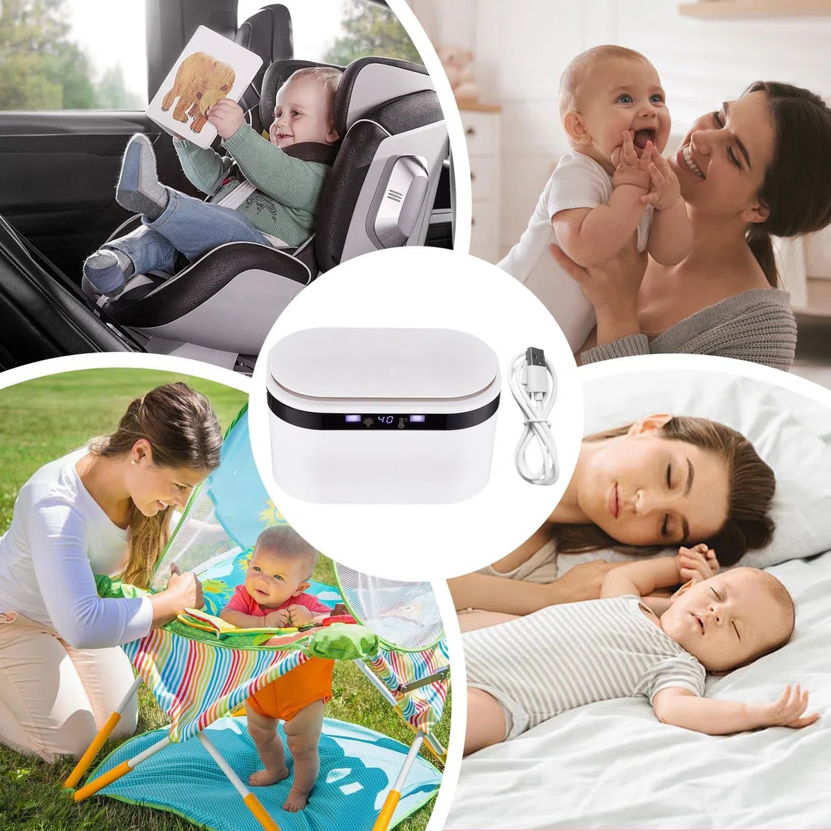 Calentador de toallitas termostático portátil USB, calentador de toallitas húmedas para niños, dispensador de toallitas térmicas para viajes, | Dispensador de toallitas en