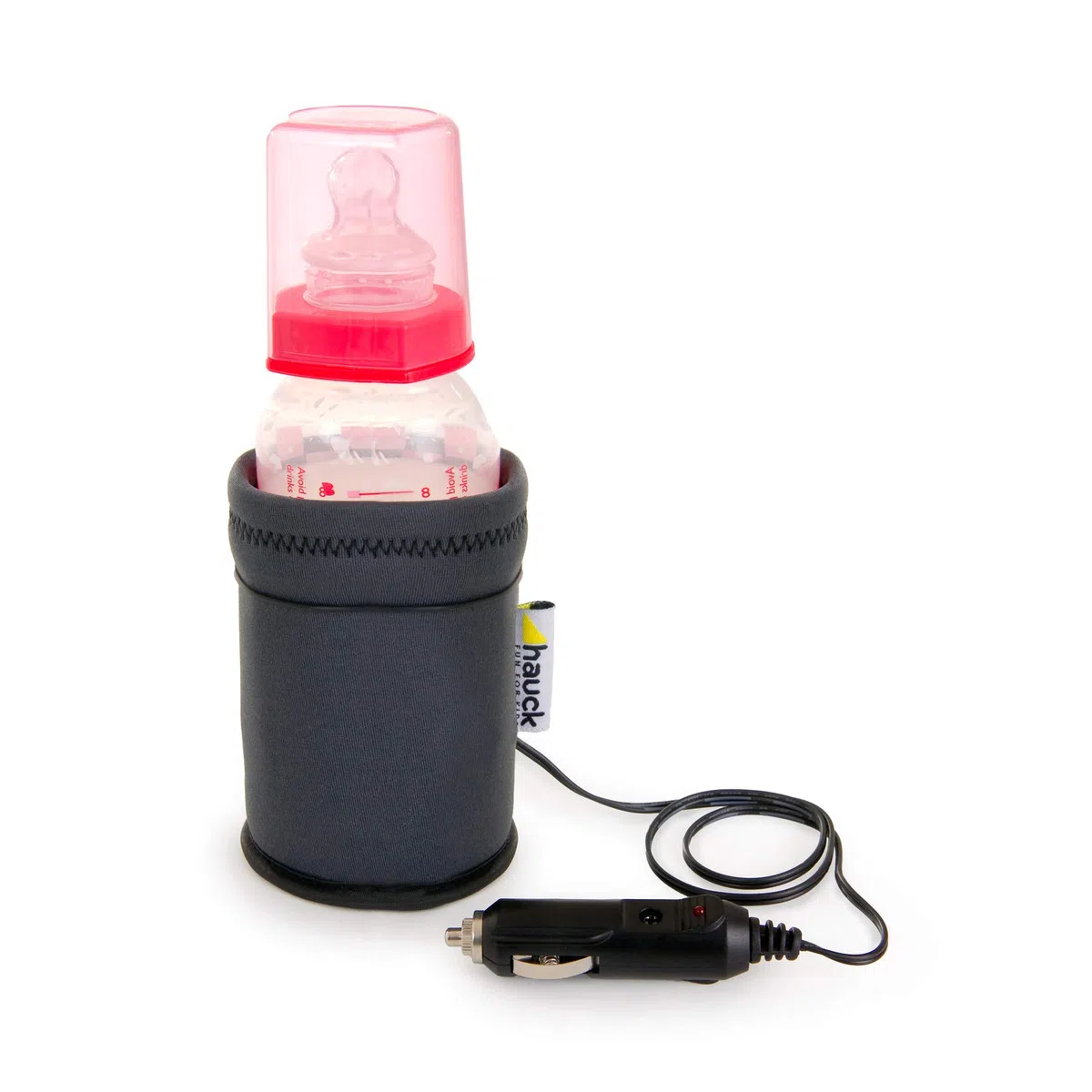 hauck Feed Me Calienta Biberones Portatil para Coche, Termo para Biberones con Cargador para Mechero Coche alim. 12V, 10 x 12 cm, Gris