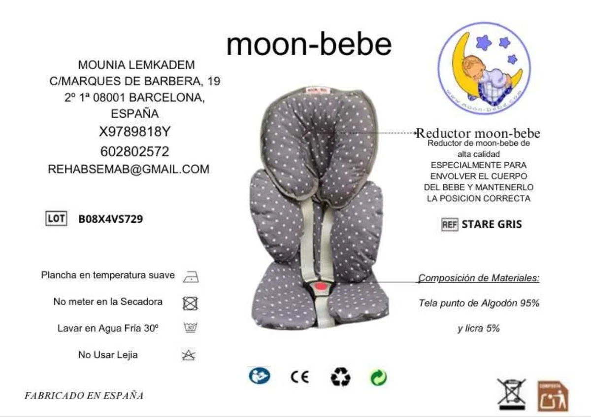 moon-bebe Reductor Antialérgico Universal compatible con MaxiCosi, Silla de Coche y de Paseo (GRIS OSCURO)