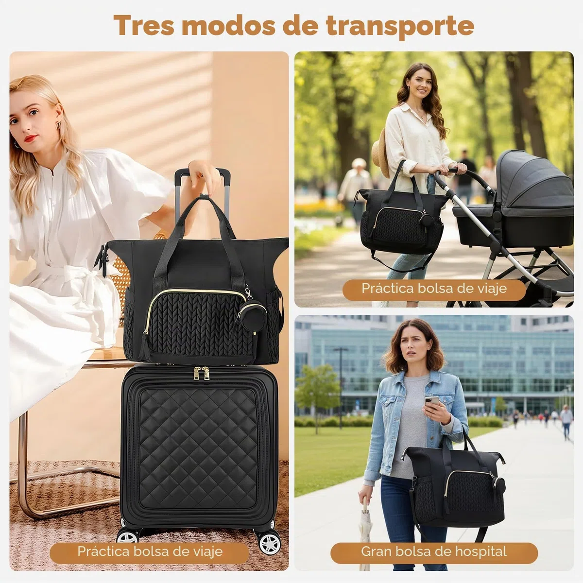 Bolso de envoltorio con bolsillo de biberon y envoltorio, mochila multifuncional para bebé, bolsa de pañales con bolsa aislante, bolsa de pañales multifunción para padres