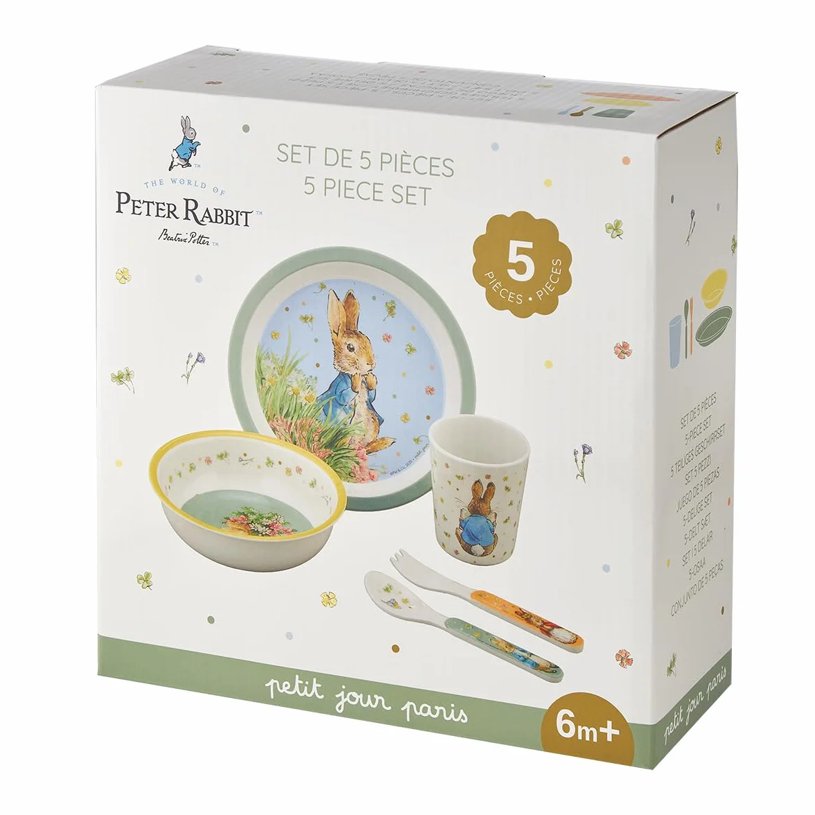 Caja de regalo para niños de 5 piezas Peter Rabbit