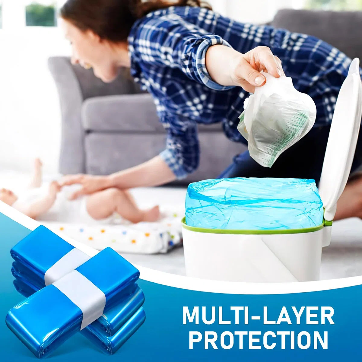 Bolsa Papelera Pañales Bebe, Bolsas De Repuesto Para Cubos De Pañales- Paquete De 4 Papelera Pañales Bebe Recambios Compatible Con El Contenedor De Pañales Tommee Tippee Angelcare, Azul