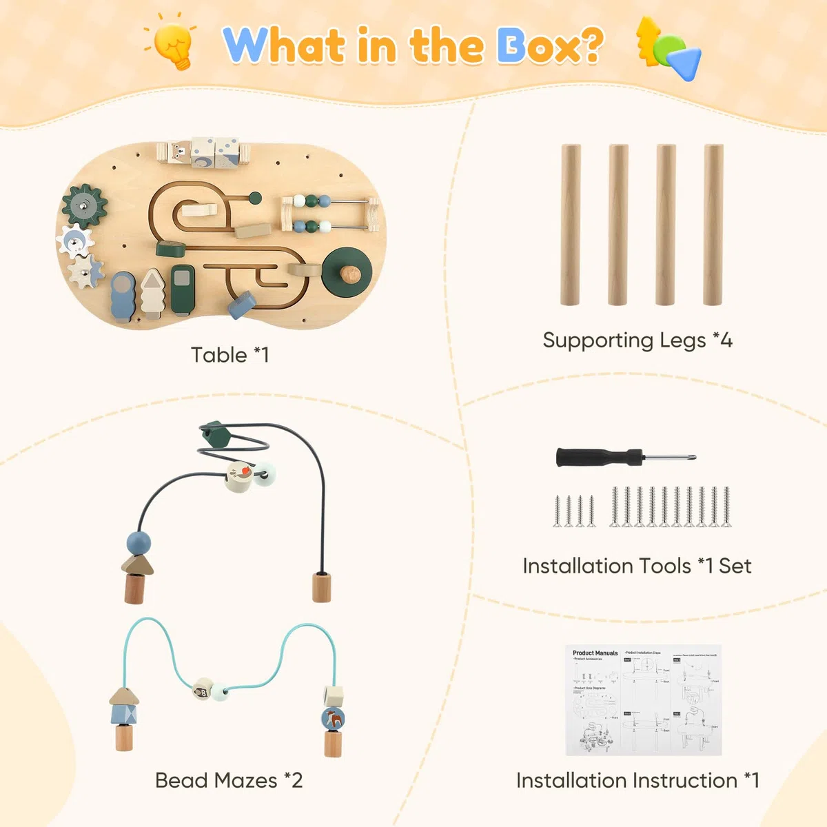 Mesa de actividades de madera para niños, juguete Montessori 7 en 1, mesa de juegos a partir de 3 años, centro de actividades para bebés, regalo para niñas y niños