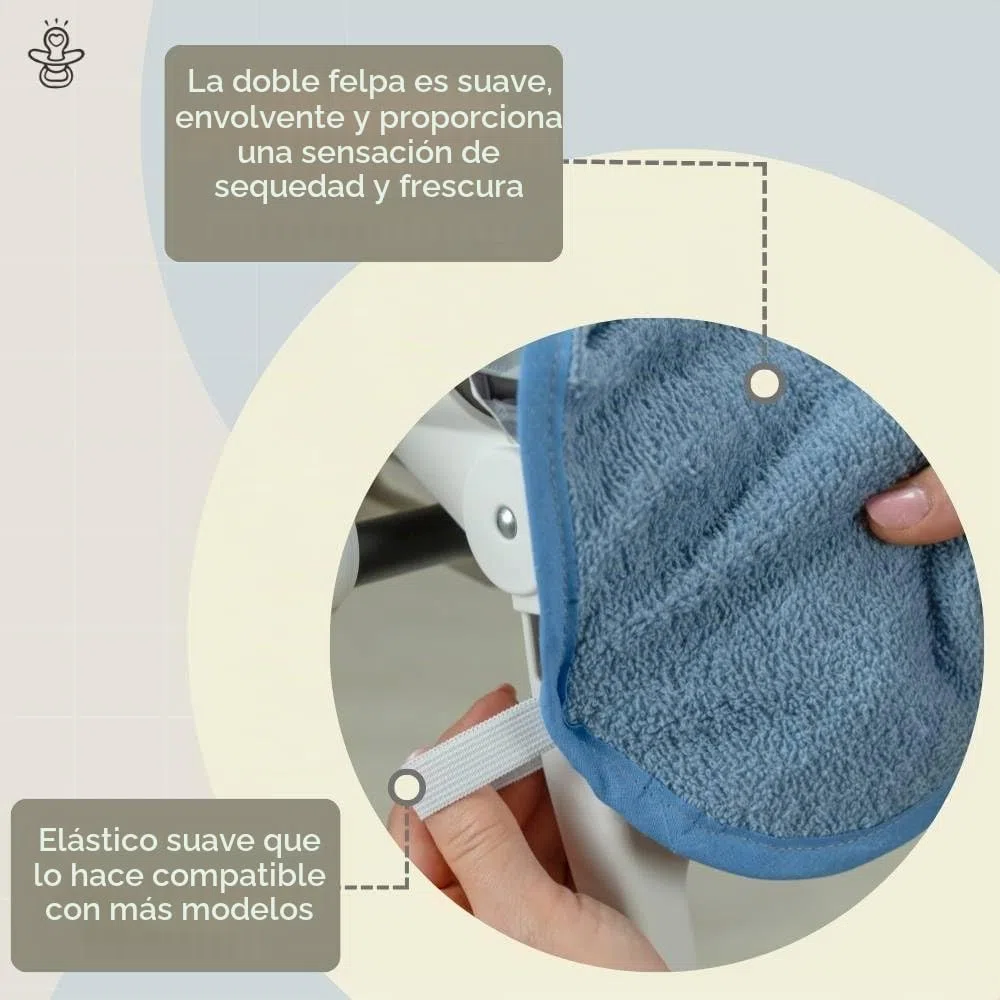 Babysanity - Funda para silla de bebé de algodón suave y esponjosa que da a tu trona una sensación de secado y fresco, 100% fabricada en Italia (Avio)