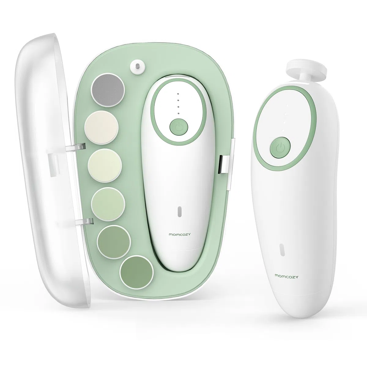 Momcozy Lima de Uñas Eléctrica para Bebés, Cortauñas Eléctrico Suave para Bebés Recargable, Cortauñas Eléctrico para Bebés, 7 Cabezales de Pulido de Repuesto