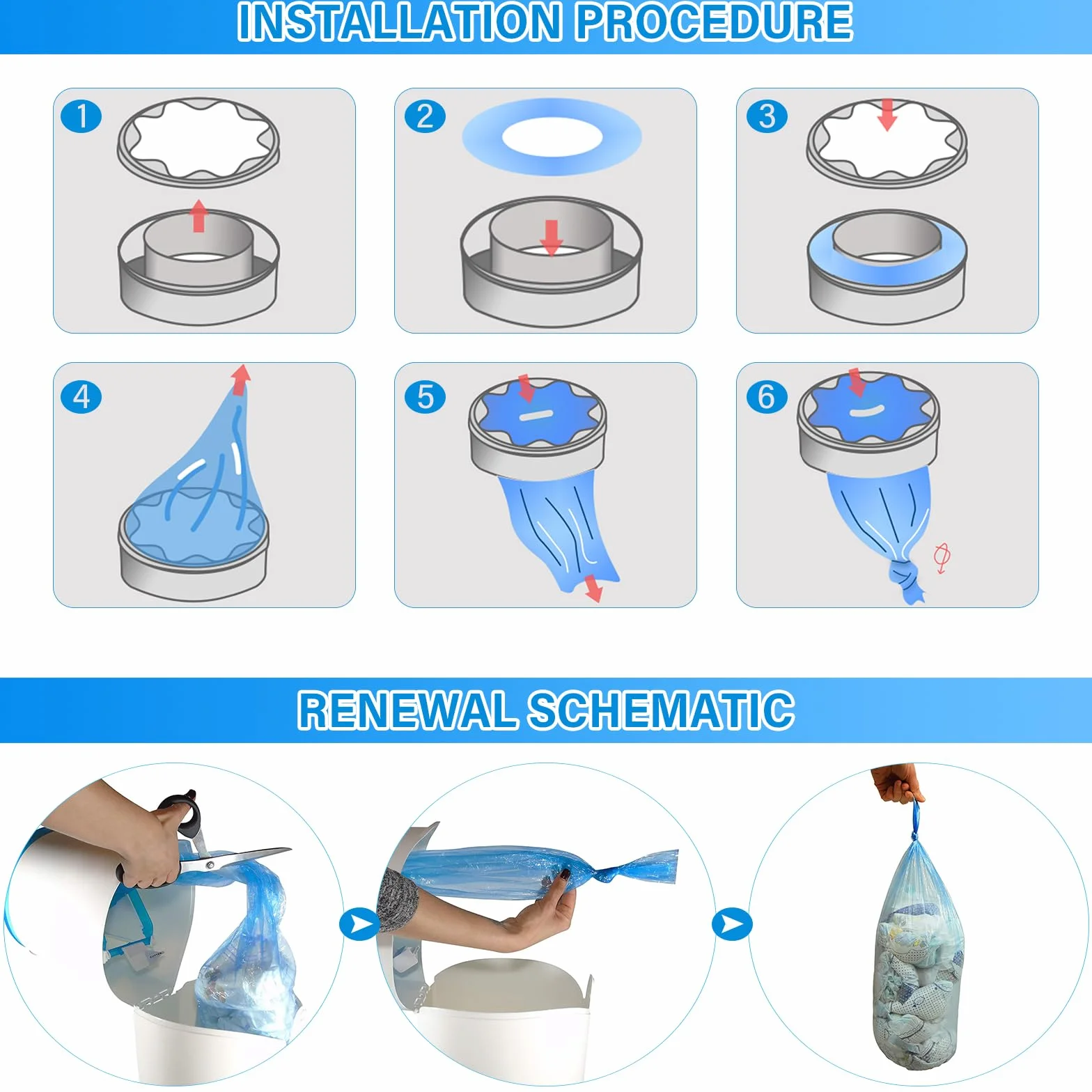 LitterLocker - Cartuchos de recambio para pañales (9 unidades, compatible con Tommee Tippee, Angelcare, cubo de pañales octogonal, LitterLocker)