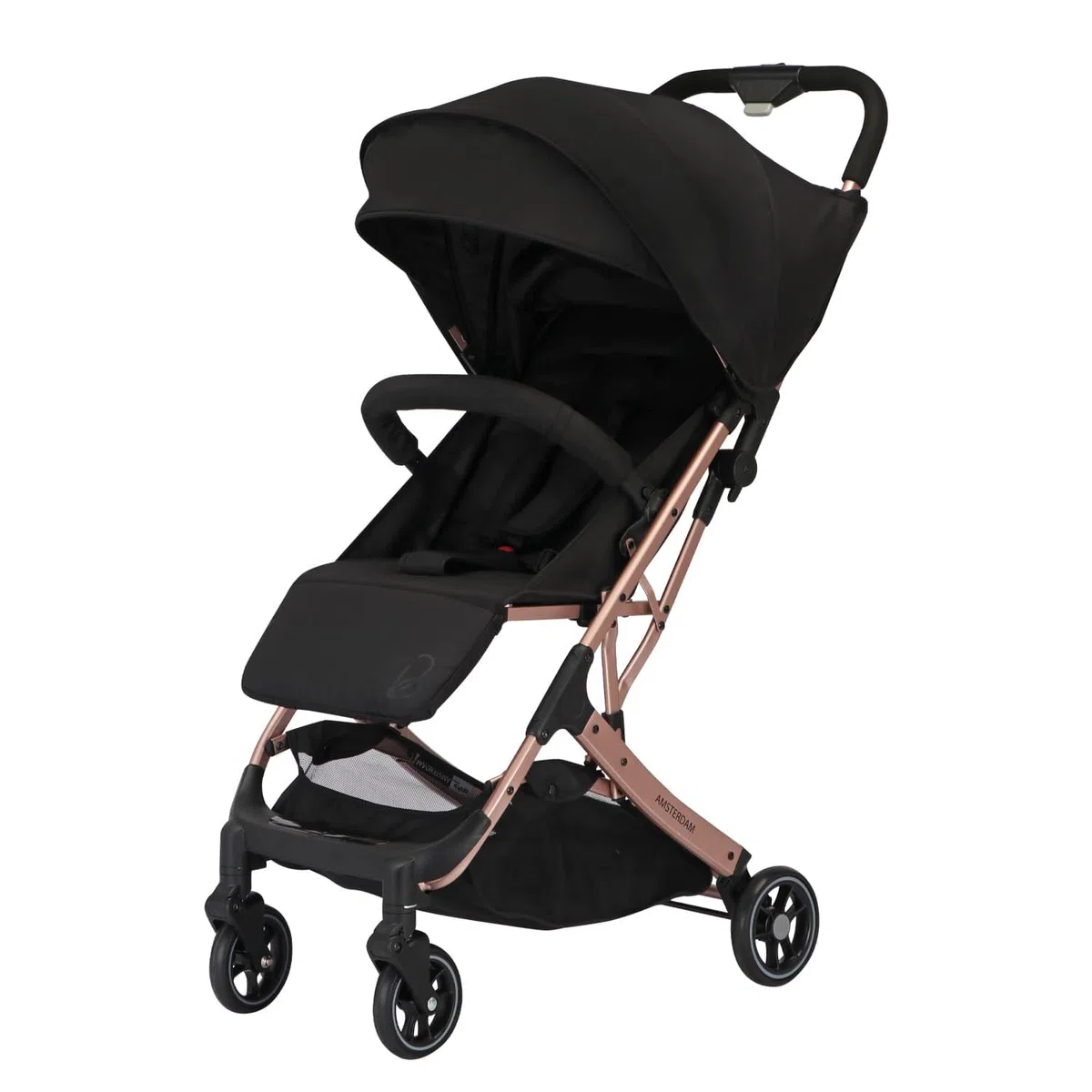 Silla de Paseo AMSTERDAM - Ultraligera, Reclinable y Compacta, Asa Trolley, Plegado con Una Mano, Capota Extensible, desde 6 Meses hasta 23 kg - Dorado Asalvo