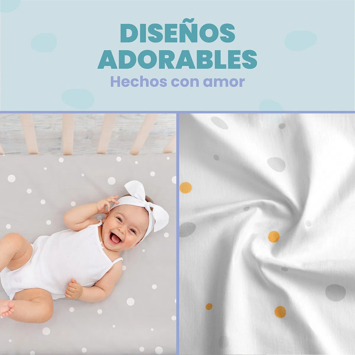 Sábana Bajera Cododo (Juego de 2) + 1 Protector de colchón Impermeable con elástico, 3 en 1, tamaño 50 x 83 cm, Compatible con cunas, Cama de colchón Cododo Bebe para niña y niño, diseño Gris