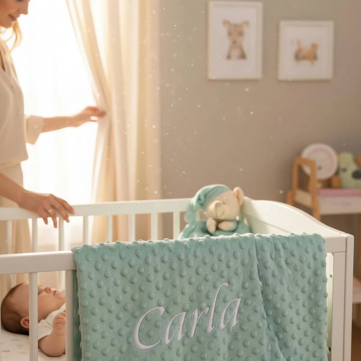 Manta Burbujas Personalizado para bebés, 0.80 x 1.10 m Set Regalo Manta DouDou para recién Nacidos Mantitas para Bebes Suave y Confortable Cálida niña y niño Mantas para Todas Las Estaciones