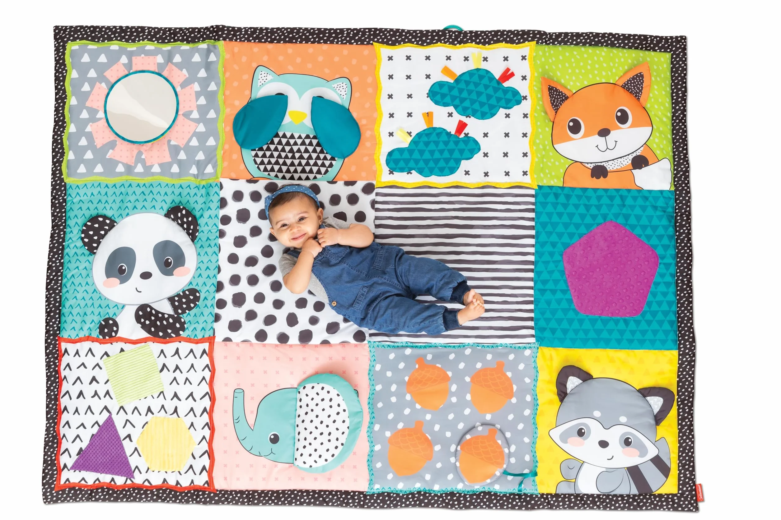 Infantino - Tapete Gigante Plegable Fold & Go - Alfombra Bebe Acolchada Plegable - Portátil - Estimula los Sentidos - Favorece el Desarrollo Motor y Cognitivo - Alfombra Para Bebés y Niños Pequeños