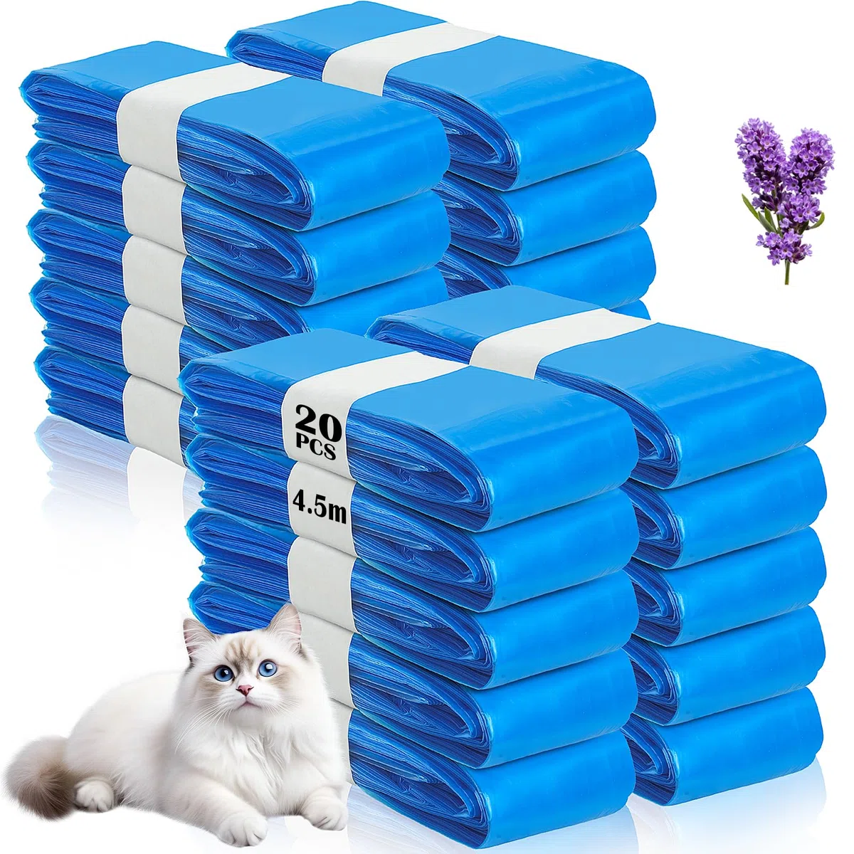 20 Recambios Contenedor de Pañales, 4.5m Recambios Bolsas de Repuesto de Arena Antiolor, Compatible con Litter Genie Tommee Tippee LitterLocker