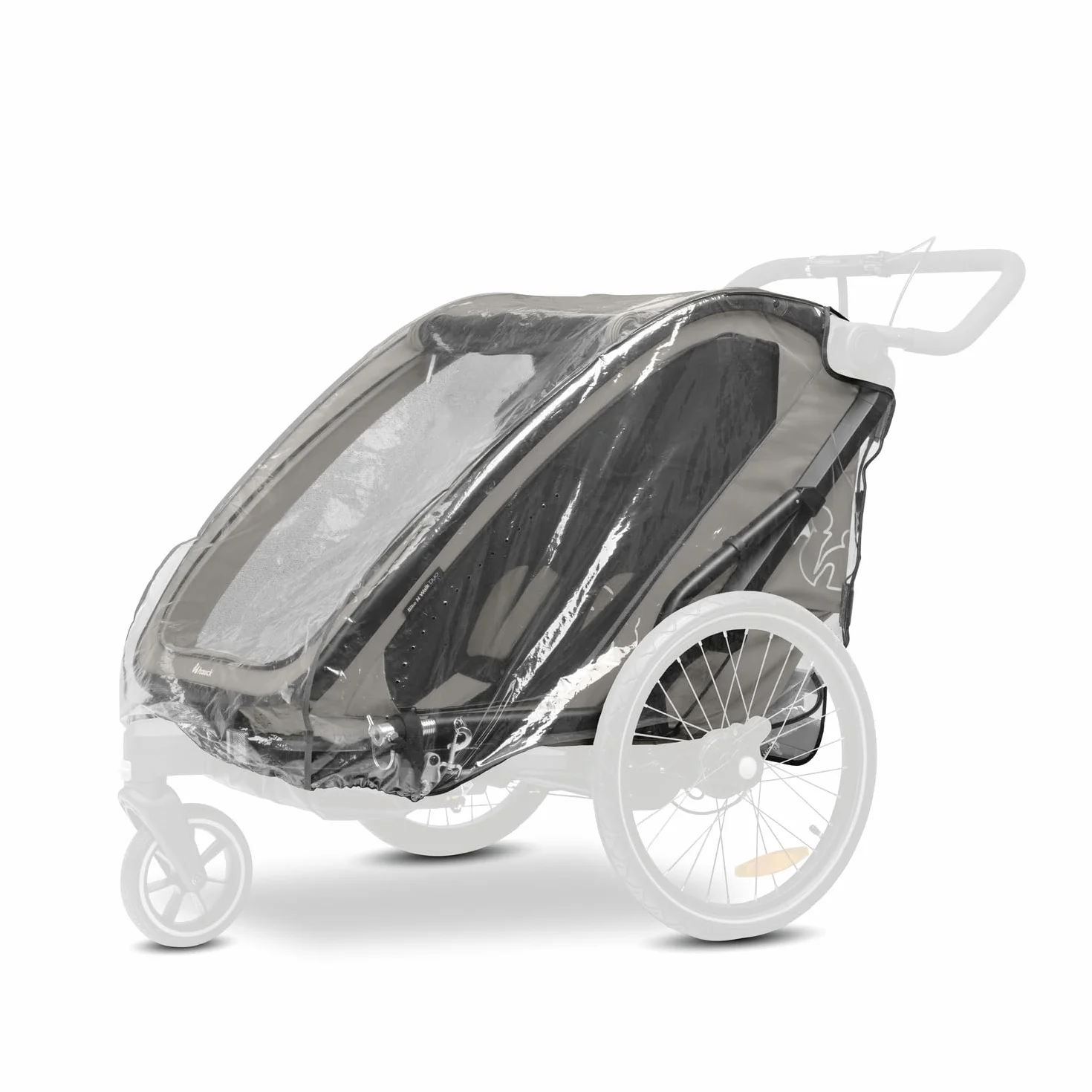 hauck Bike N Walk Duo Plastico Lluvia Remolque Bicicleta Infantil – Cubierta Impermeable con Ventilación - Reflectores- Fácil de Poner y Quitar - Plegable - Transparente