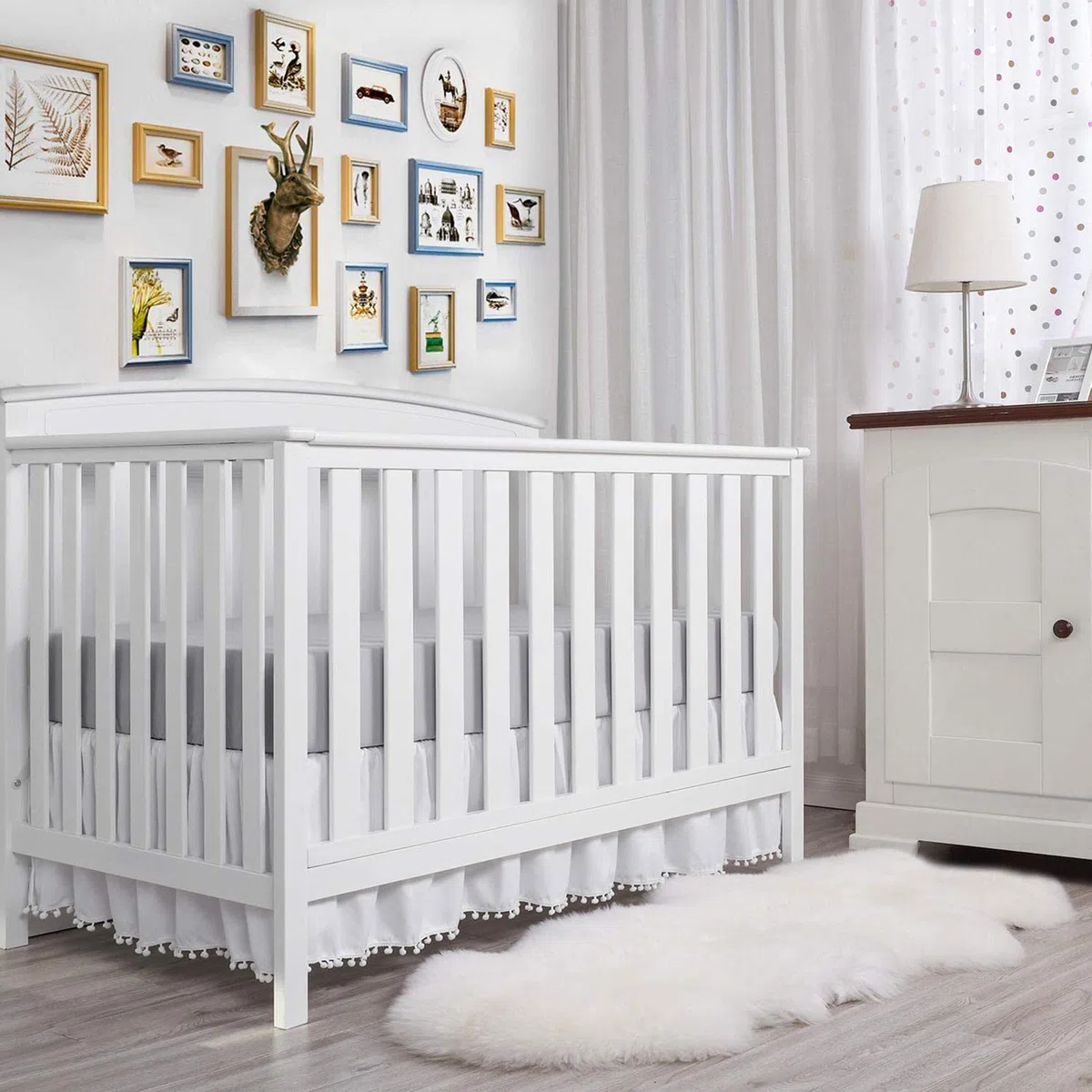 Volante de Polvo de Cuna - Falda de Cuna para bebés, niños y niñas - Falda de Cuna de 28 "X 52" Hecha con Tela para Llevar al bebé a la habitación del bebé cálida y acogedora
