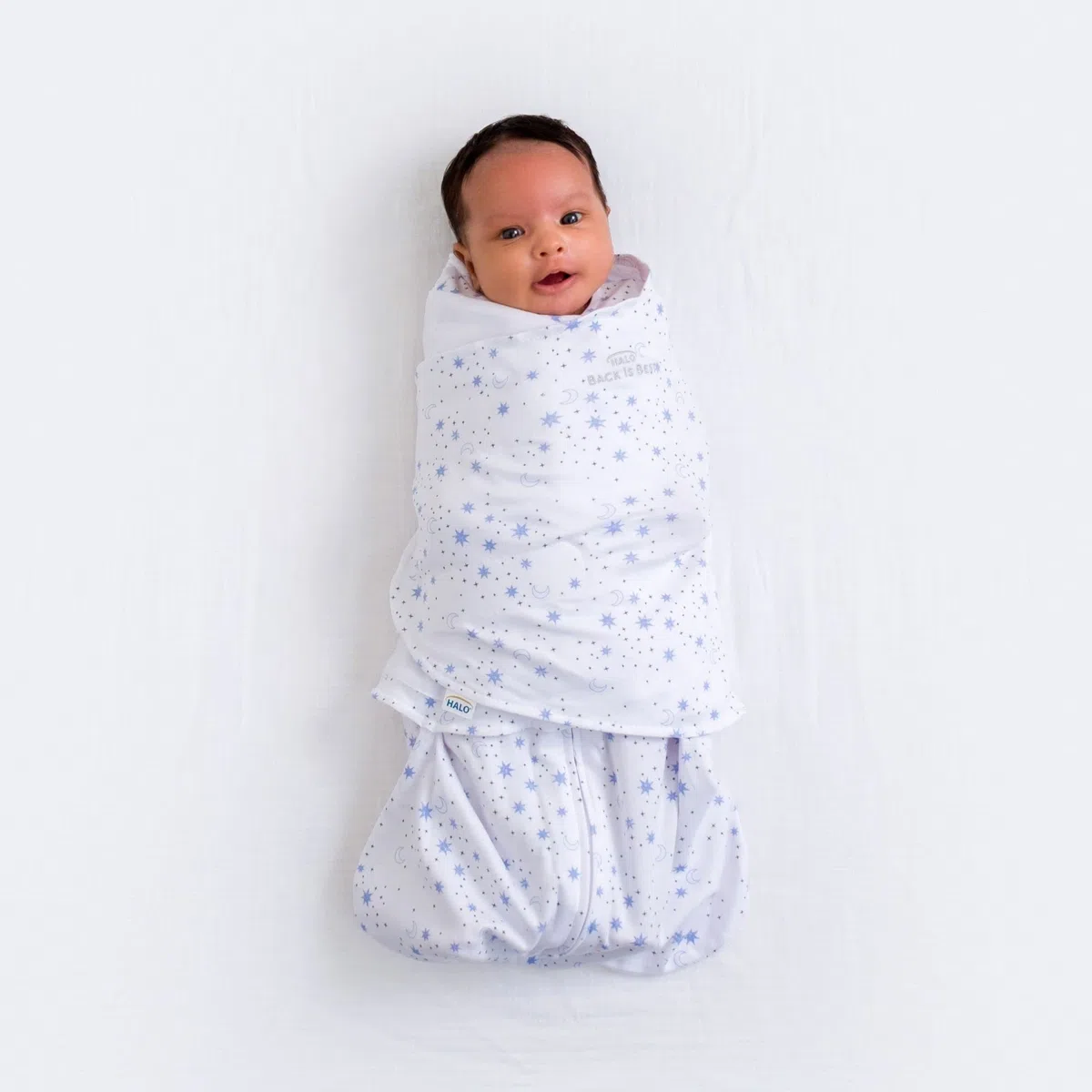 HALO Sleepsack - Arrullo para recién Nacido de 1,5 togs para Dormir, Manta para Envolver al bebé de 100% algodón, Unisex, Color Azul, de 3 a 6 Meses