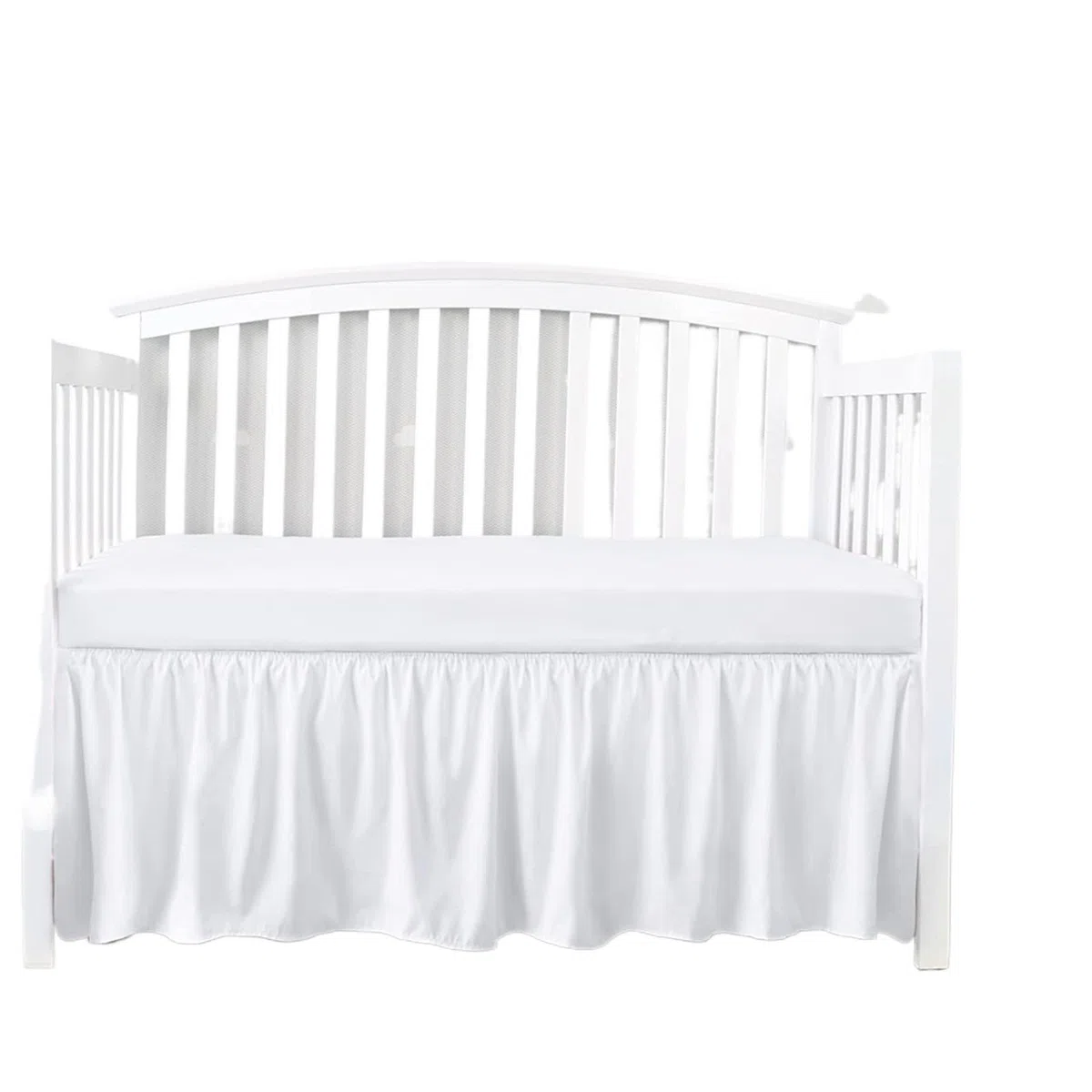 Falda para Cuna Falda de Cama for Cuna con sábanas Superiores Blancas, Volantes Plisados ​​en los 4 Lados for niños y niñas, Colcha for guardería(White,60x120x36cm)