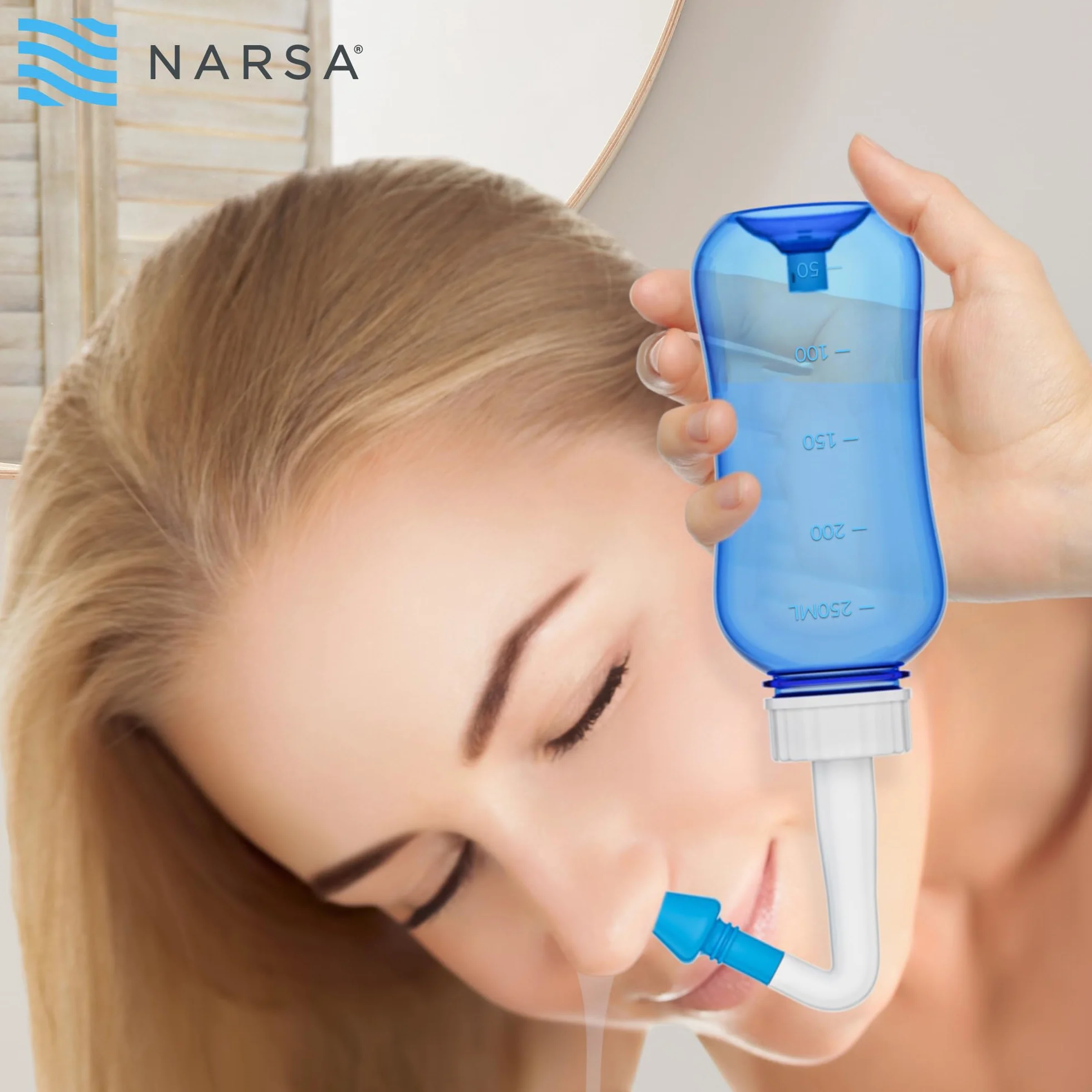 NARSA Set de lavado nasal con 30x sal lavado nasal · Para Aliviar la Congestión Nasal Causada por las Alergias, Infecciones, Polen y Impurezas