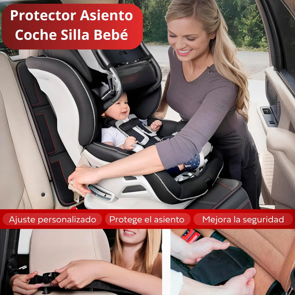 Protector Asiento Coche Silla Bebe Compatible con ISOFIX (1 Ud) | 3 Compartimentos y 6 Bolsillos │ Asas Reforzadas │ Tamaño Adecuado para Coche, SUV o Furgoneta │ Mantén el Maletero Ordenado
