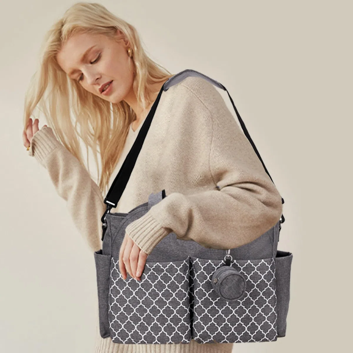 Bolso Cambiador Bebé, Pañalera Gran Capacidad con 13 Compartimentos, Bolso Maternidad Multifunción Impermeable, Bolsa para Cochecito con Portachupetes, Ideal para Viaje y Estancia Hospitalaria