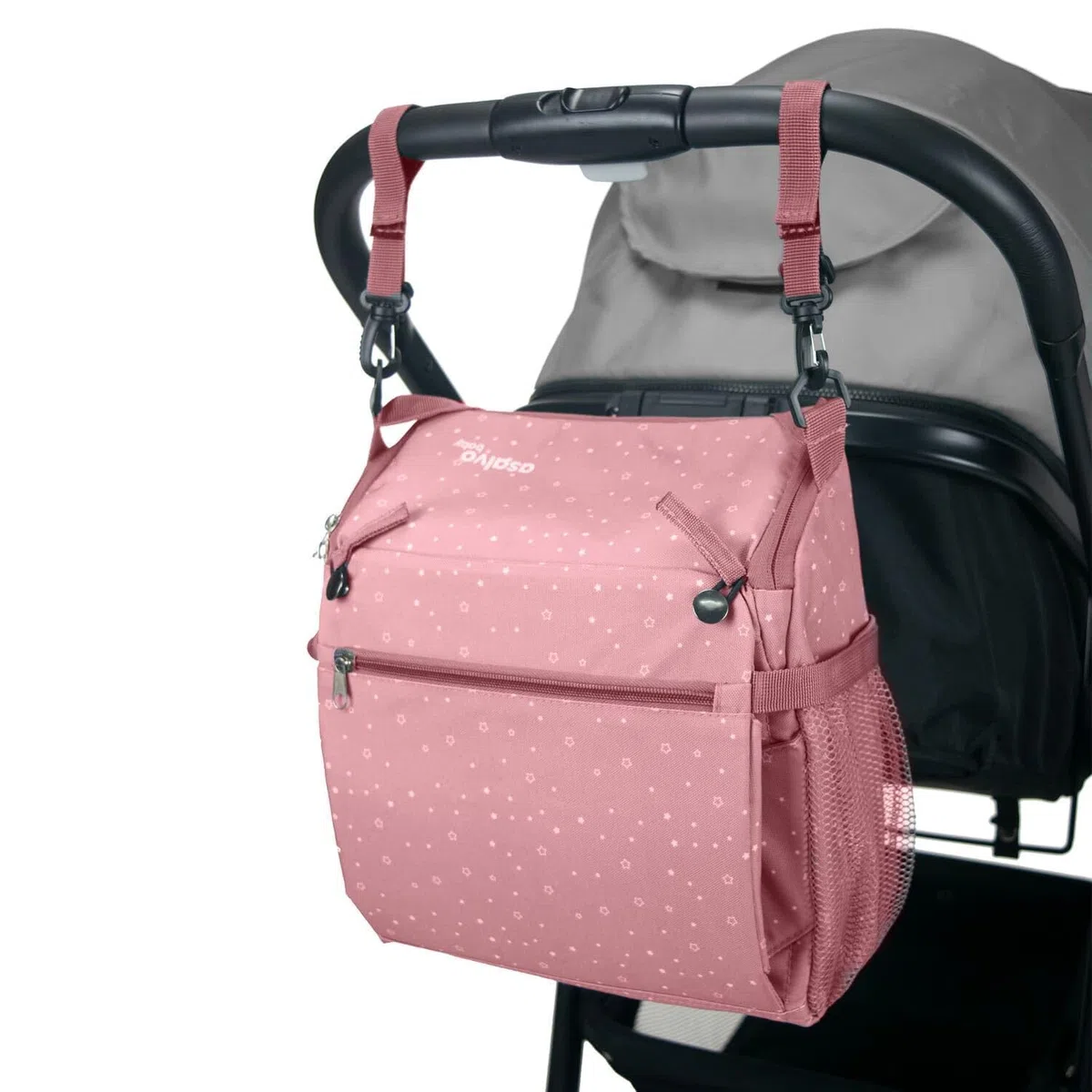 Asalvo BOOSTER HUMMUS Trona Portátil Bebé 2 EN 1 para Viajes y Comidas Fuera, Tronas de Bebé Compactas con Bolsillos para Accesorios, Trona Plegable y Portátil para Bebés con Arnés de Seguridad, Rosa