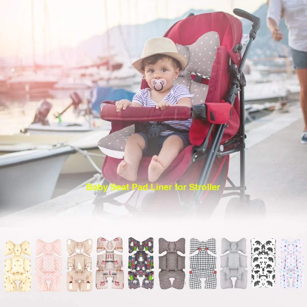 Miracle Baby Cojín Carro Bebe, Colchoneta Silla Paseo Universal, Colchoneta Silla Paseo Transpirable 100% Algodón, Colchoneta Silla Bebe Uso de Doble Cara para Bebe,70 * 38cm, Cruz gris