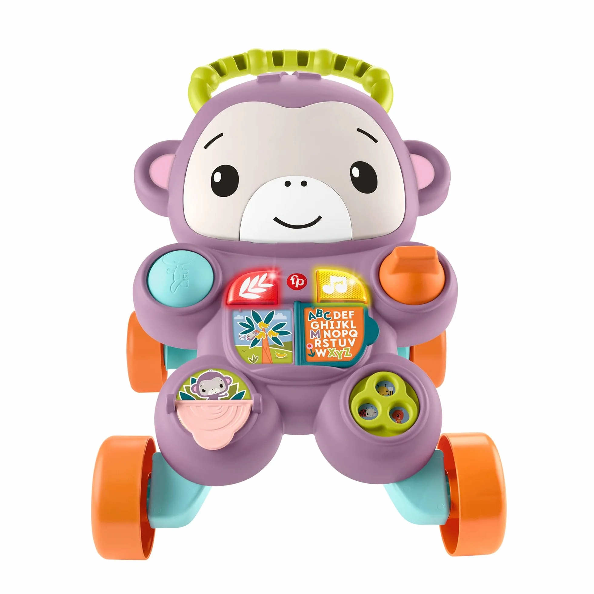 Fisher-Price Andador para bebés Monito morado Primeros pasos, juguete con música, luces y actividades para bebés y niños pequeños a partir de 6 meses, JGW90