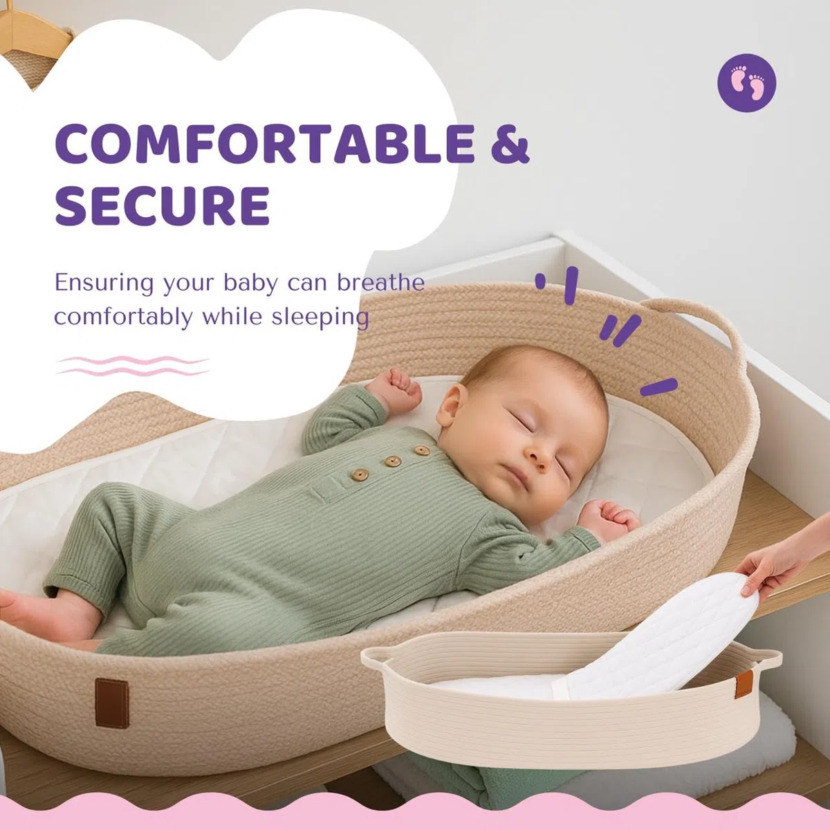 Crescent Textile Moisés - Colchón para cochecito de bebé, extra grueso, súper suave y nutritivo, colchón de espuma clásico, fácil de instalar para cochecito de bebé, cuna, moisés, forma ovalada (67 x