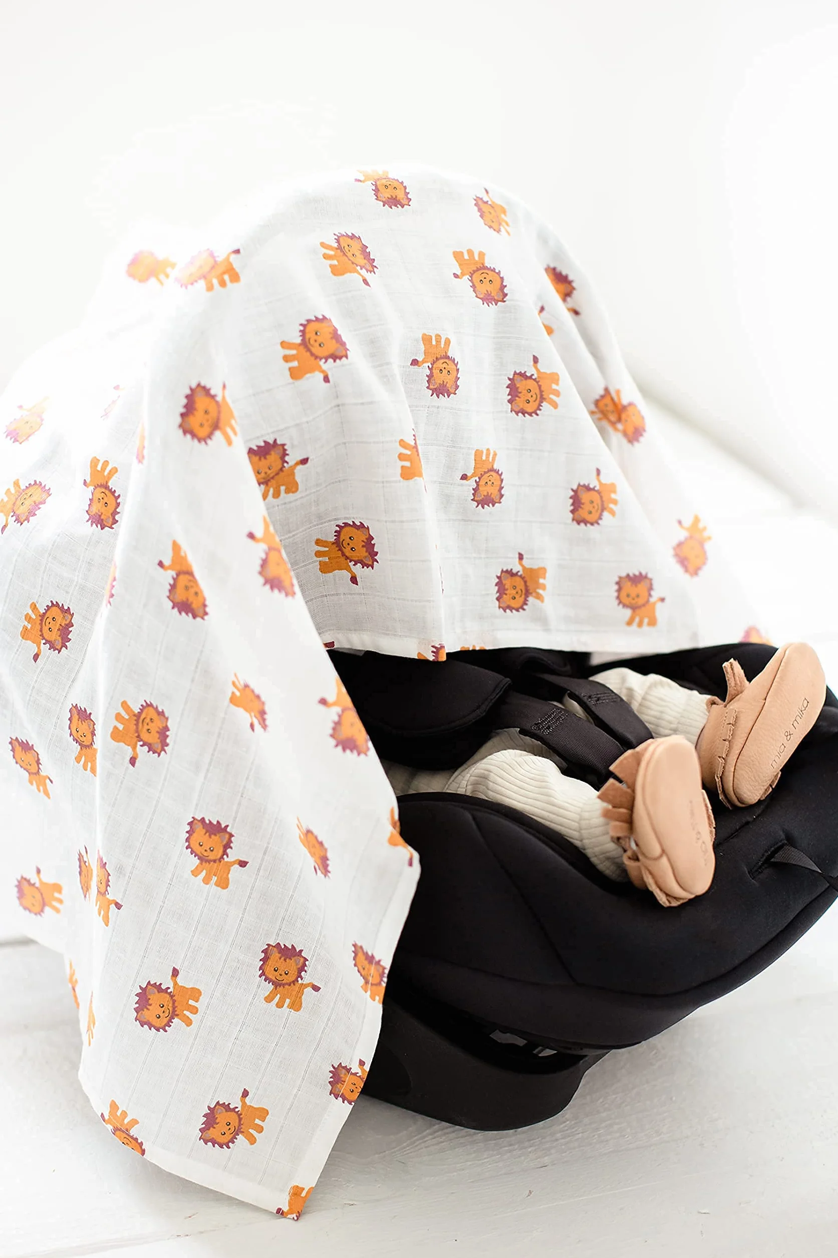 CuddleBug Mantas de Muselina Unisex - Paquete de 4 - Sabanas de Envolver, Paños de Algodon 100% Muselinas Infantil - Tamaño Grande 120x120cm - (Safari Friends)