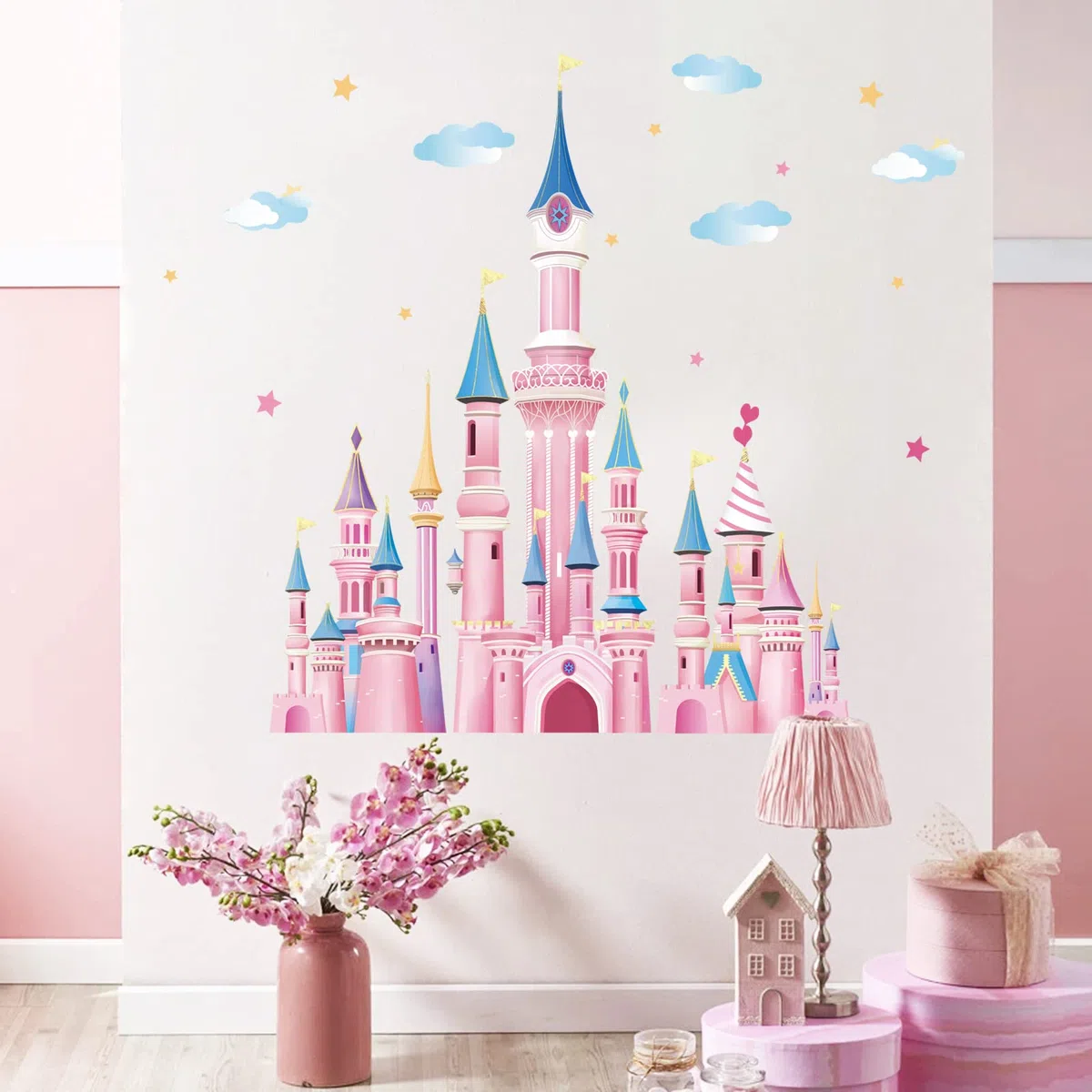 wondever Pegatinas de Pared Castillo de Hada Adhesivos Pared Decorativos Niña Vinilos Pared para Habitación Infantiles Dormitorio Salón