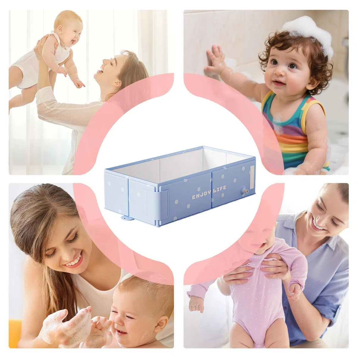 Bañera Infantil - Lavabo de Baño | Bañera Plegable para Bebé para Ducha y Camping, Plato de Ducha sin Montaje para Niños 0-8 Años, Bañeřa de Viaje Portátil Playa Hotel Exterior Estable 1-Ud
