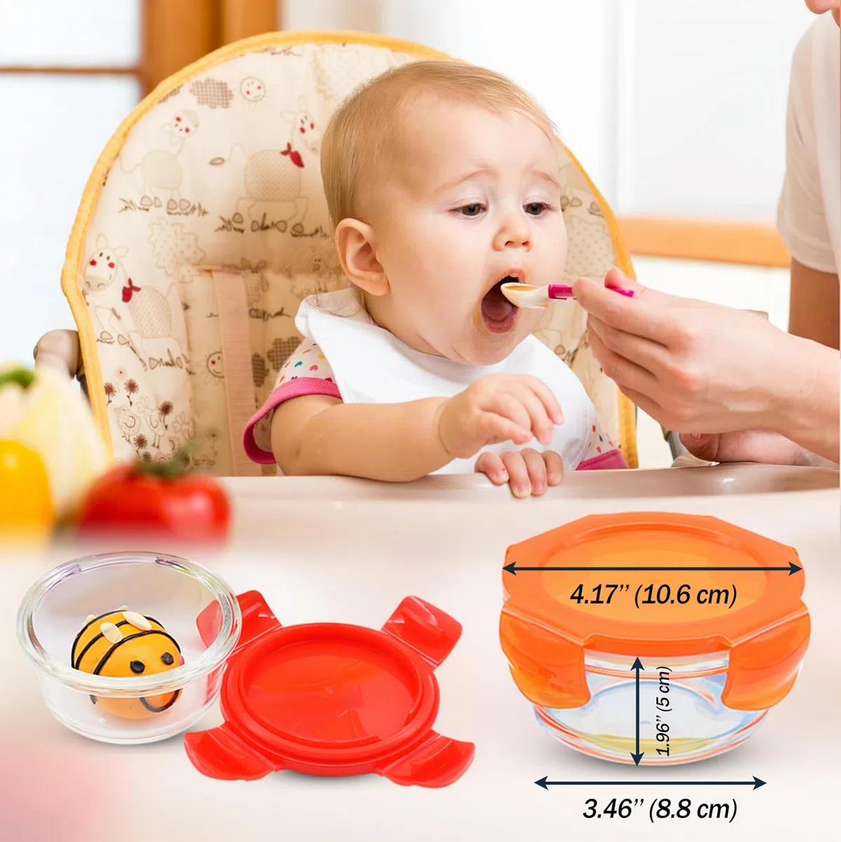ARSUK Recipientes de vidrio para almacenamiento de alimentos para bebés, cuencos de destete pequeños, ollas para aperitivos para niños pequeños - 6 x 200 ml