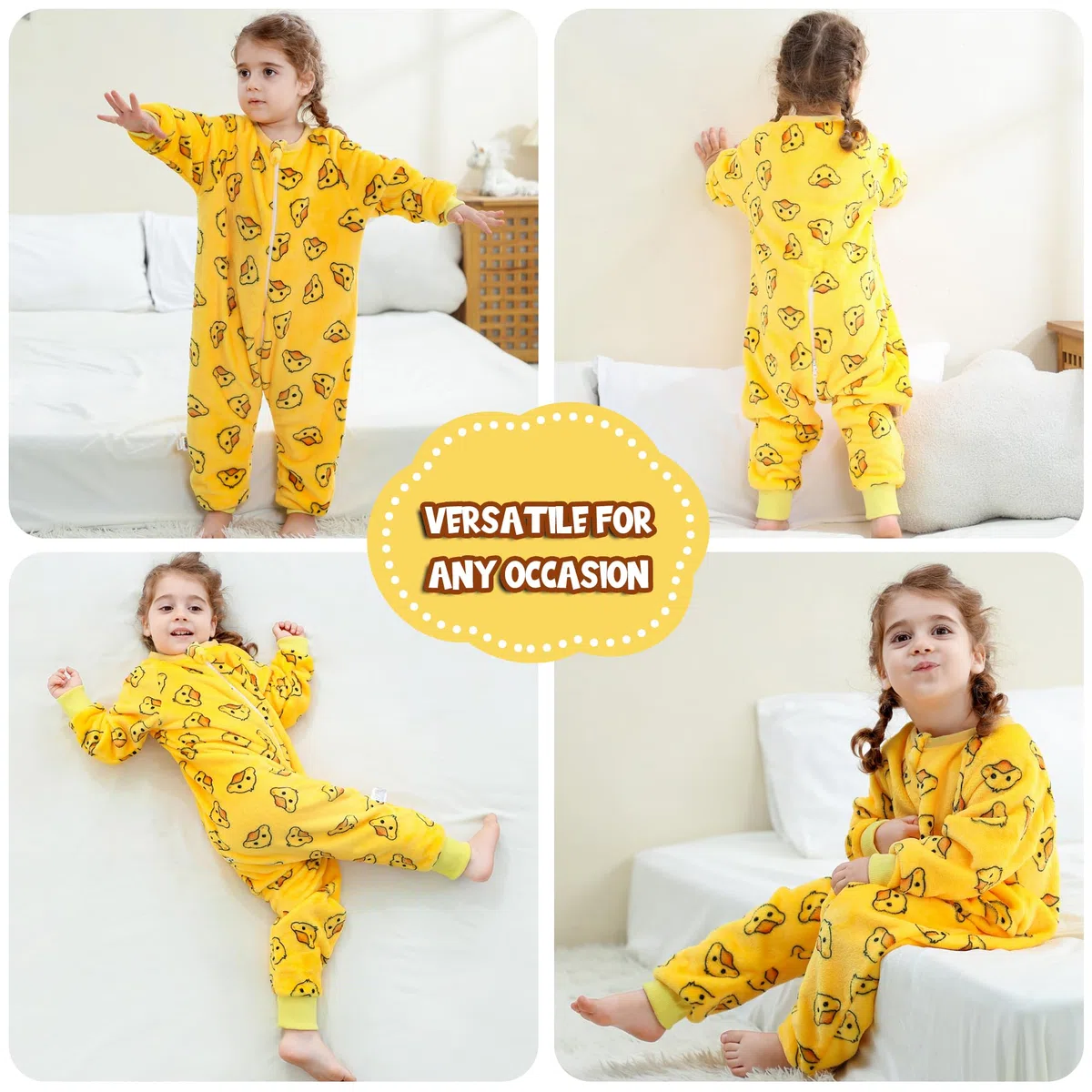 HAHASHOW Pijama Manta Niño Franela Saco De Dormir Con Pies Tog 2.5 Buzo Bebe Invierno Ropa Bebe Niña 3-4 Años, Patitos Dispersos