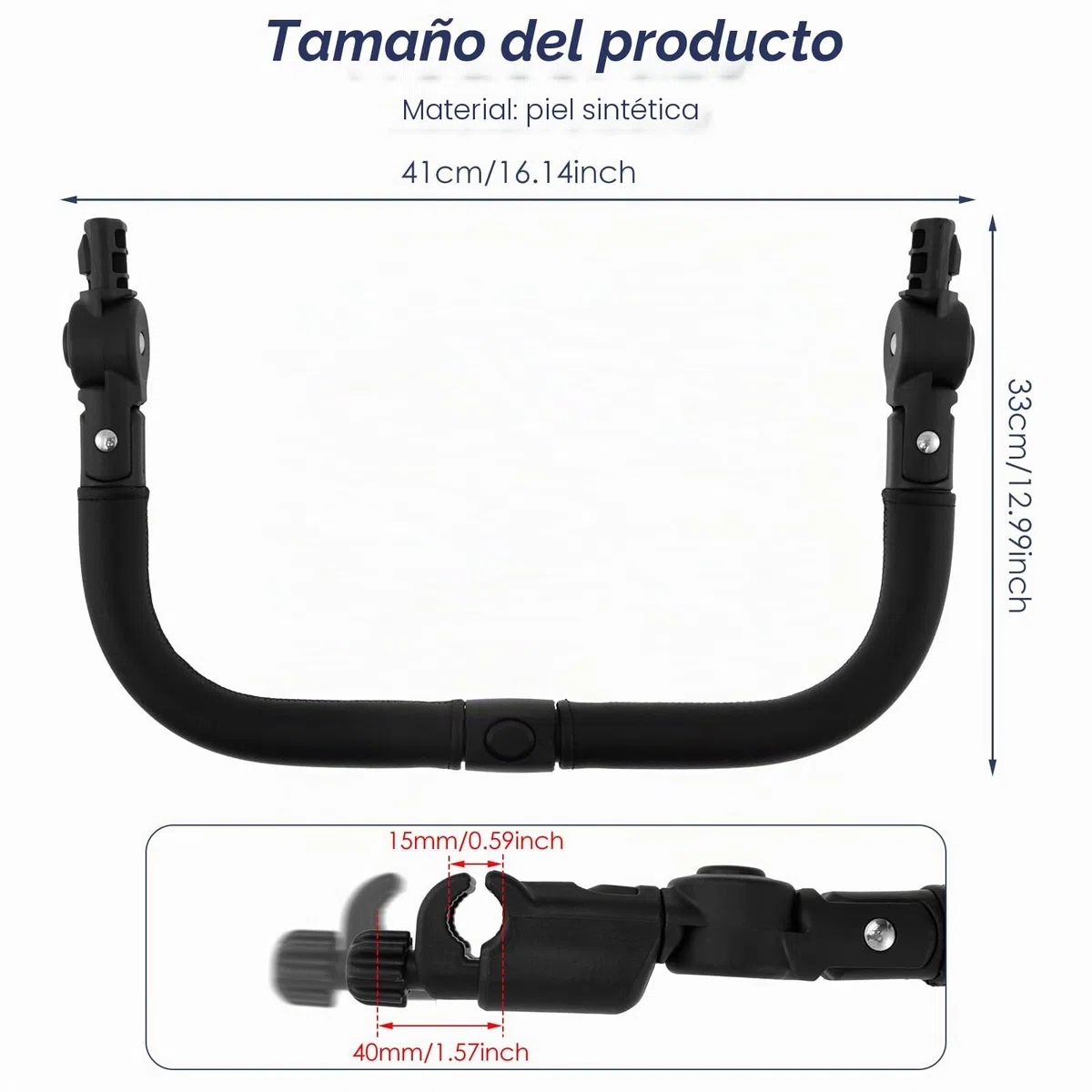 Barra de parachoques universal para cochecito de bebé, ángulo ajustable, reposabrazos desmontable, barra transversal, accesorios de piezas para cochecito de bebé