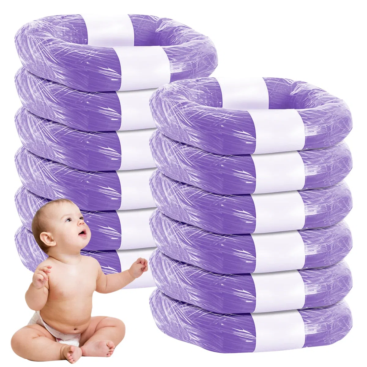 12 Recambios para Cubos de Pañales, Recambios de Papeleras de Pañales, Recambios Contenedor Pañales, Recambios para Pañales para Contener 2500 Pañales con 7 Capas de Barrera de Olor