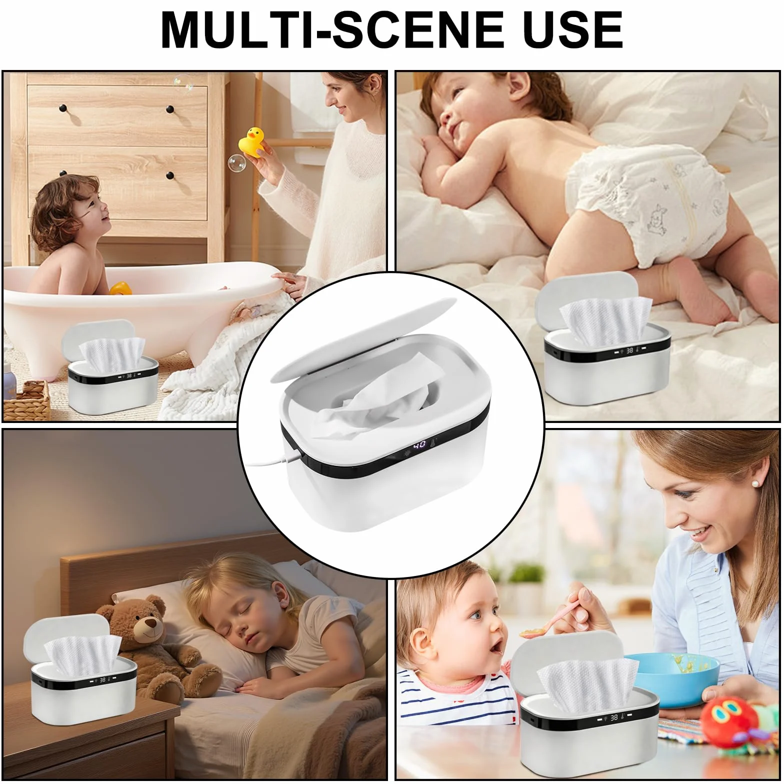 Calentador de Toallitas Húmedas, 3 Niveles de Calor, Alentamiento Rápido, USB, USB Calentador de Toallitas Humedas para Bebe, Viajes