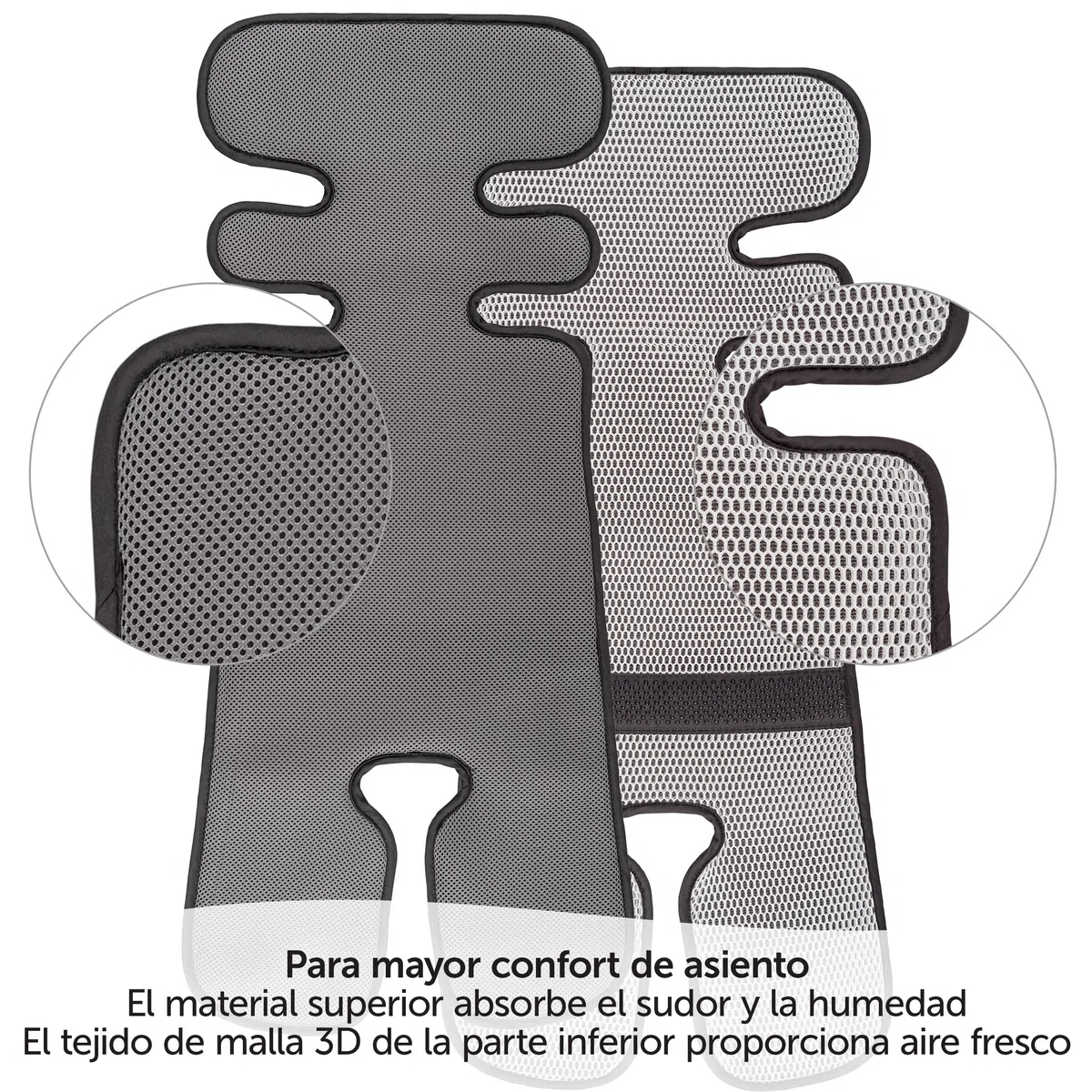 Zamboo Colchoneta Verano Silla Paseo Universal - para Carritos y Sillas de Coche - Colchonetas Transpirables Reducen Sudoración con Estructura 3D Ergonómica - 79 x 34 cm - Gris