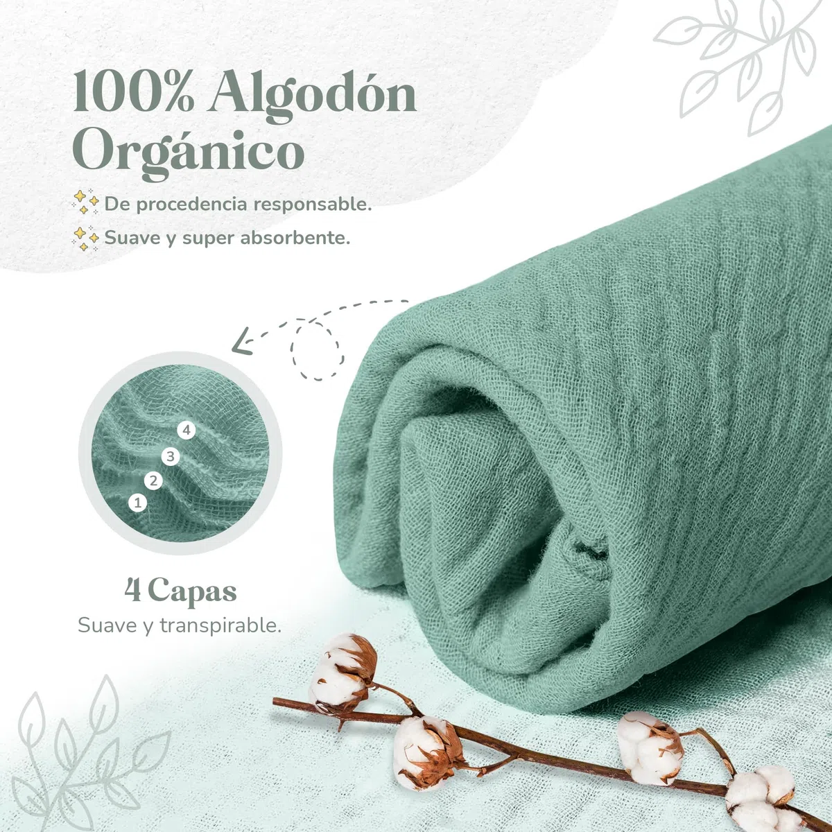 Mikito - Doudou Bebe 30x30cm Algodon Organico - Muselinas Bebe Algodon - Ideal para Arrullo Bebe Recien Nacido - Regalos Bebes Recien Nacidos Originales - Dudus Bebe