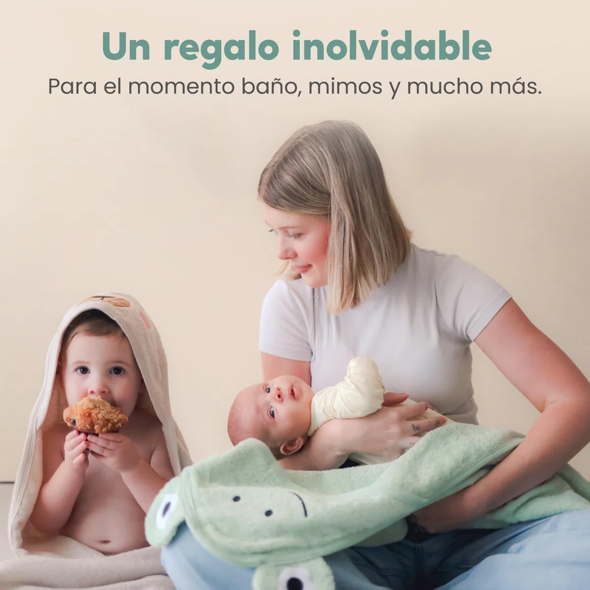 CuddleBug Set de Capa de Baño con Capucha y Manopla para Bebé - 100% Algodón Rizo - Toalla Infantil Ultra Suave y Absorbente para Recién Nacidos y Niños (85 x 85 cm) - Frog