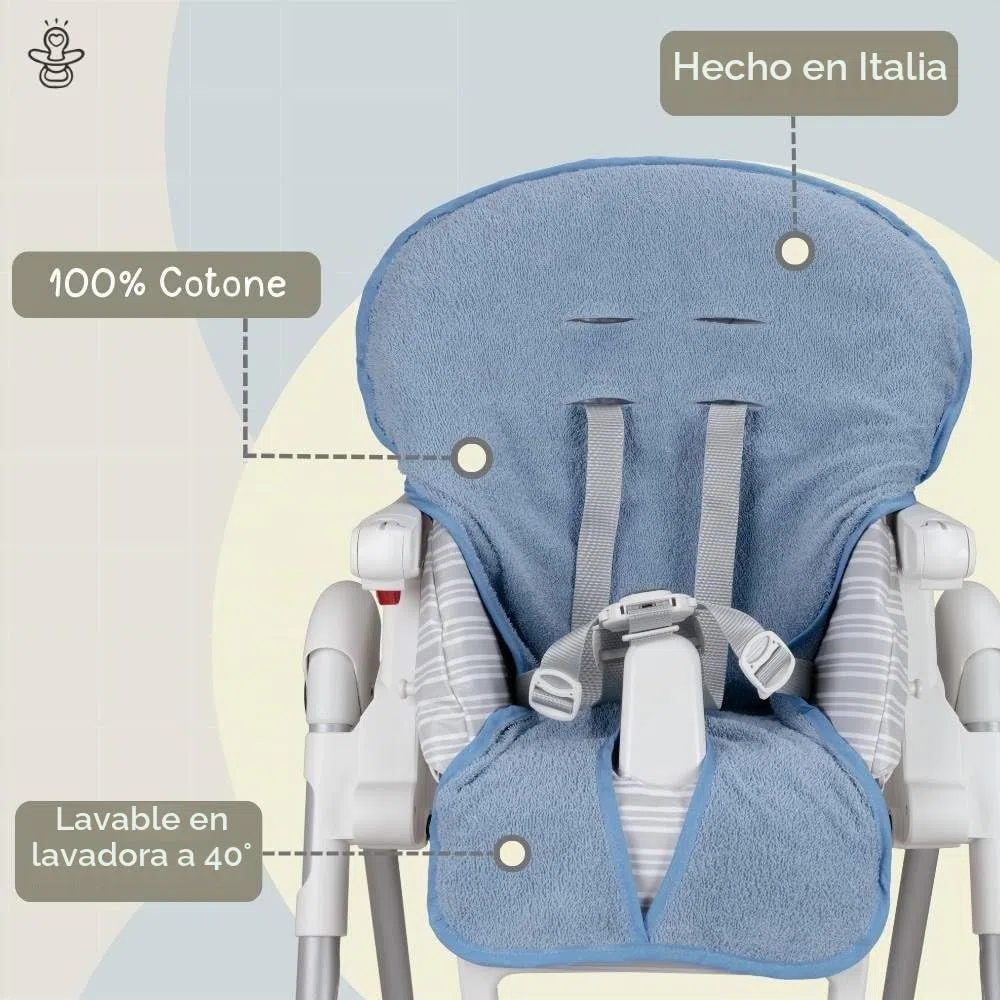 Babysanity - Funda para silla de bebé de algodón suave y esponjosa que da a tu trona una sensación de secado y fresco, 100% fabricada en Italia (Avio)