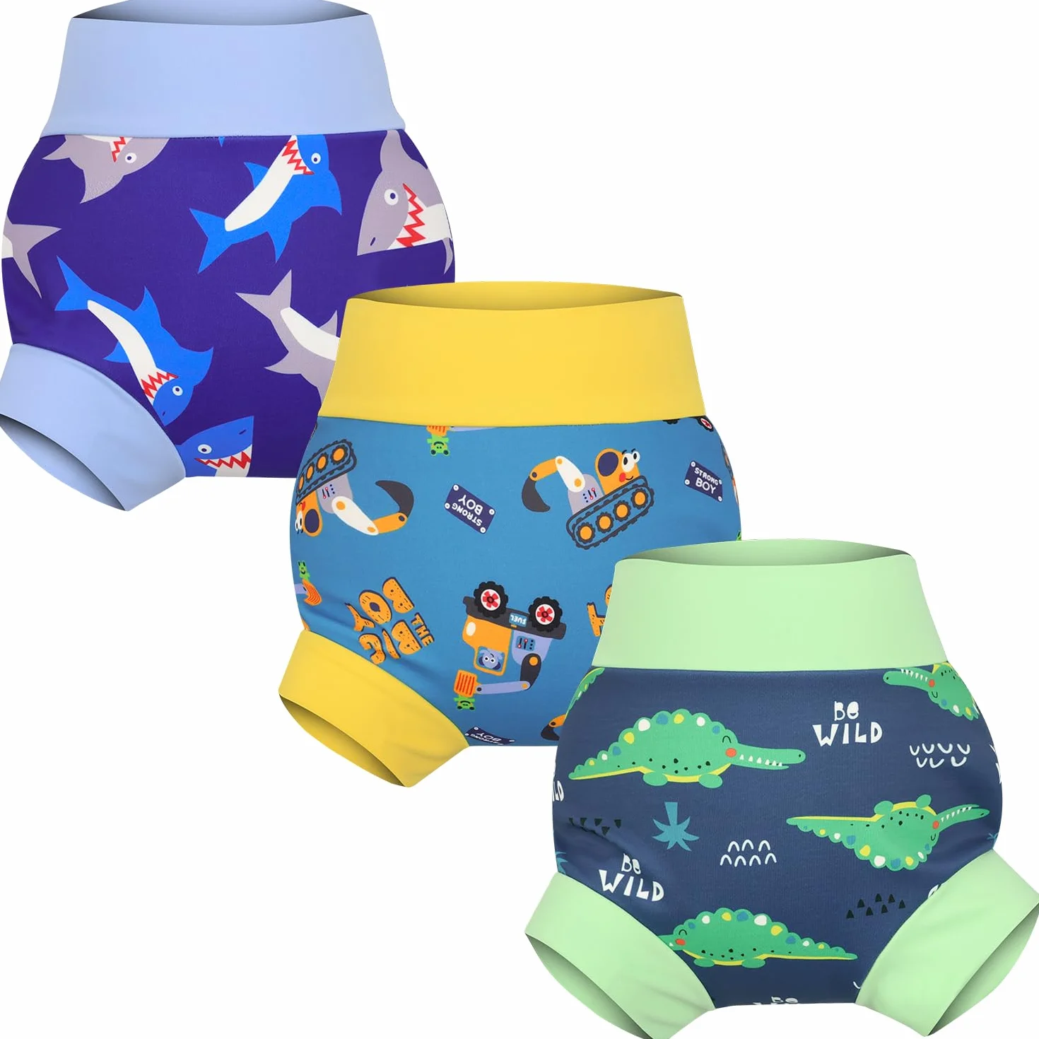 FLYISH DIRECT Pañal Bañador Reutilizable, Pañal de Natación Reutilizable, Pañales para Nadar para Bebés Reutilizables, Pañales de Agua Reutilizables para Niños y Niñas, 3-4 años, Verde
