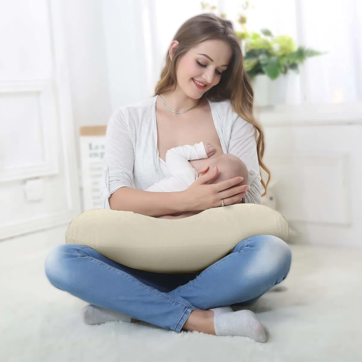 Winmany Funda de Almohada de Lactancia Impermeable para recién Nacidos, Funda de Almohada Suave reemplazable para niños y niñas (Caqui)