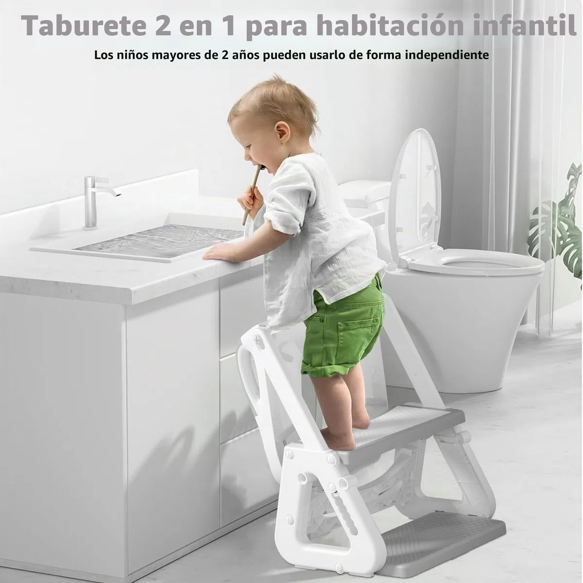 Adaptador WC Niños con Escalera,Reductor WC Niños,Adaptador Baño para Niños,Escalera WC para Niños,Ajustable,Plegable,PVC Cojín Acolchado,Antideslizante,para Inodoros en Forma de V, U o O