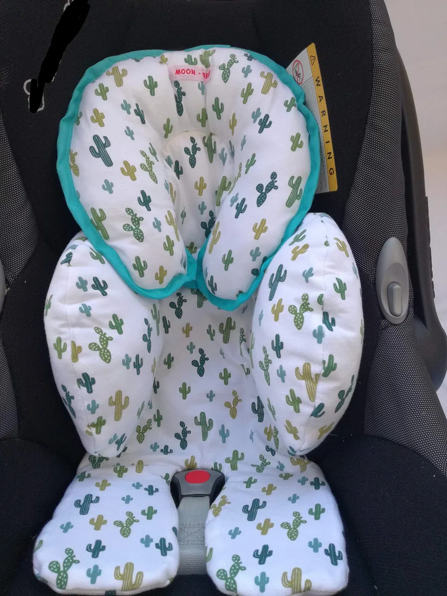 MOON-BEBE Reductor Antialérgico Universal MaxiCosi, Silla de Coche y de Paseo(BLANCO CACTUS VERDES)