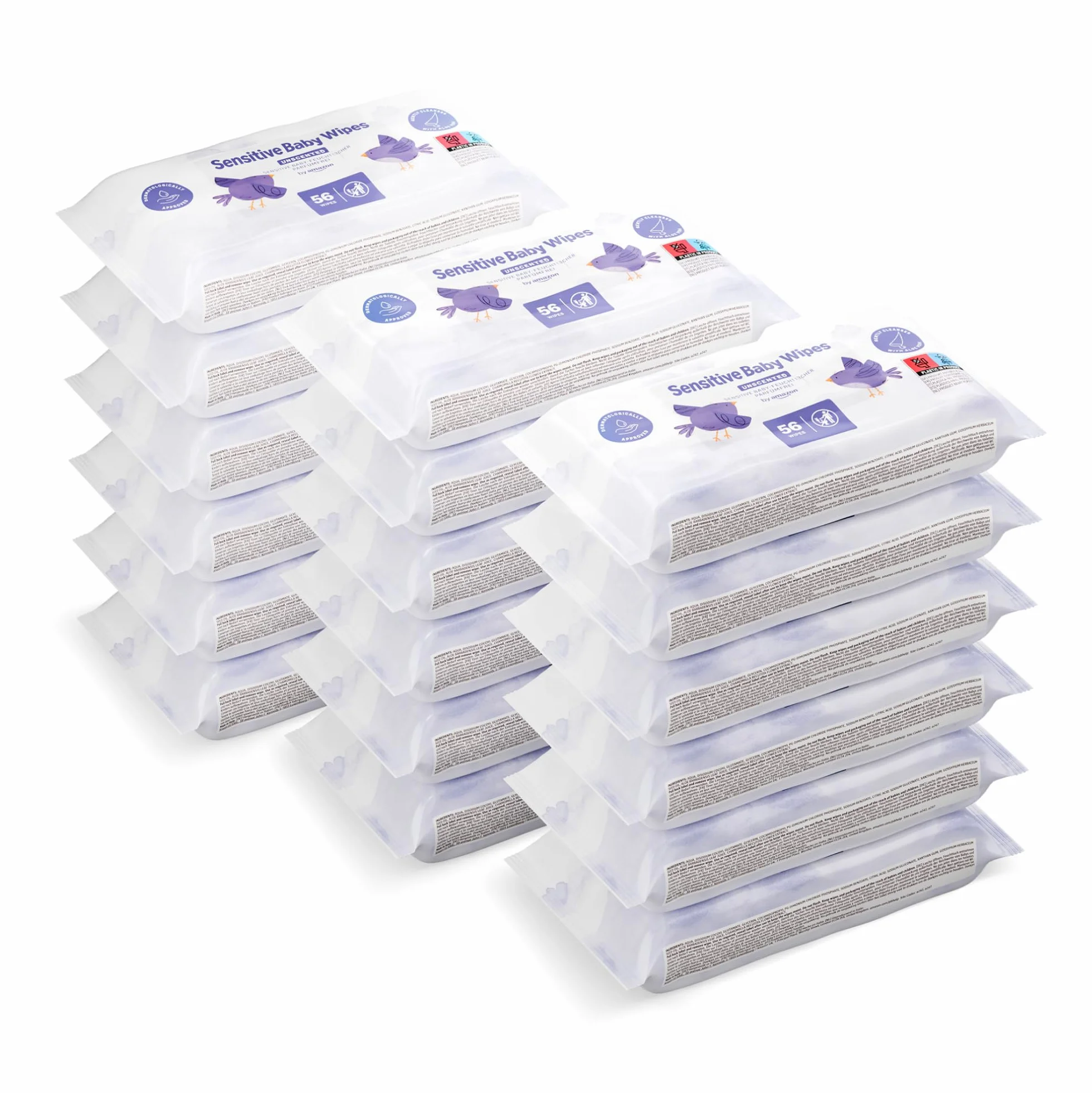 by Amazon Toallitas suaves para bebé, 1008 toallitas, sin perfume, 18 paquetes de 56